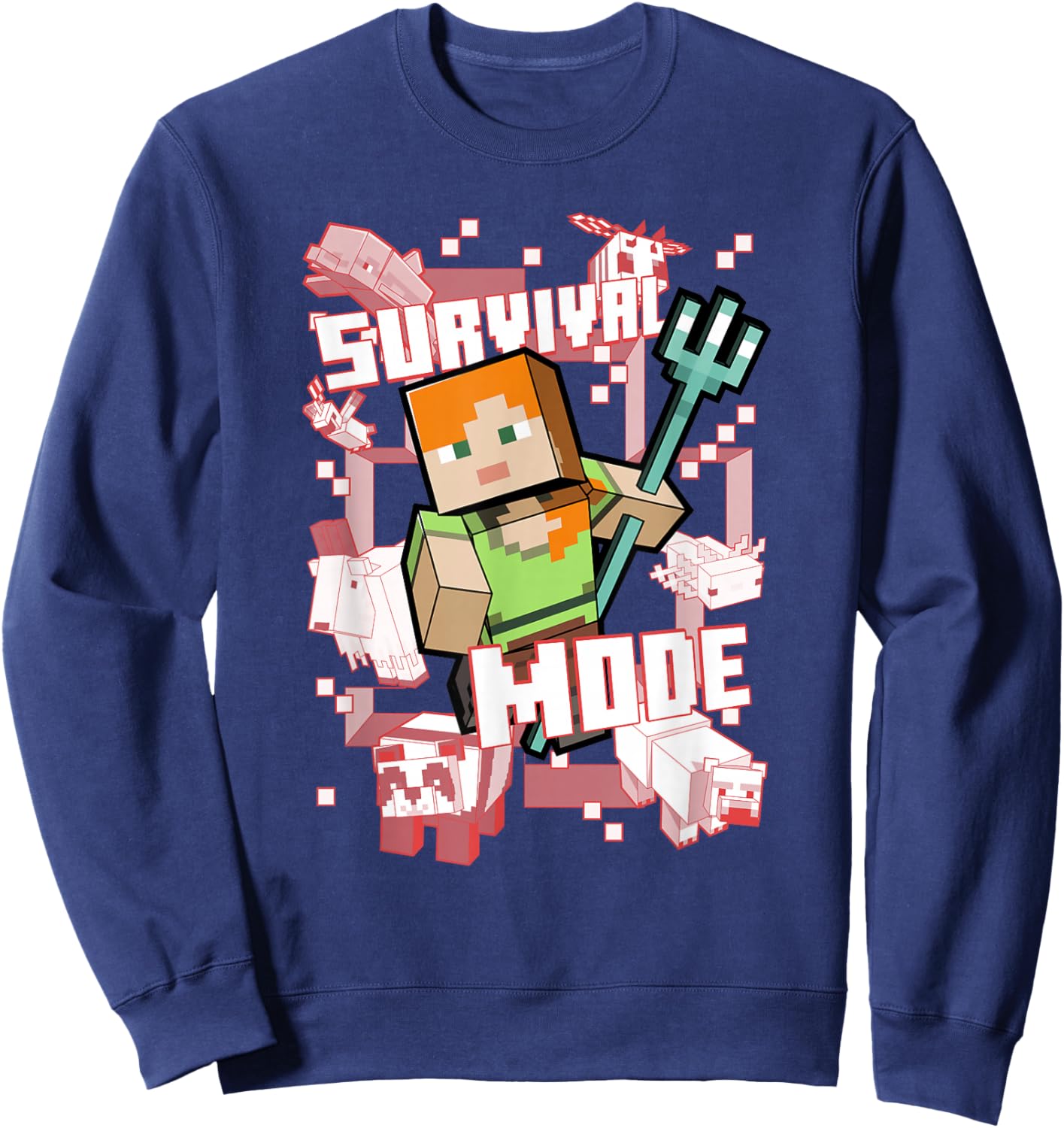 Minecraft Alex Survival Mode Trident Sweatshirt - Sweatshirt | Navy
