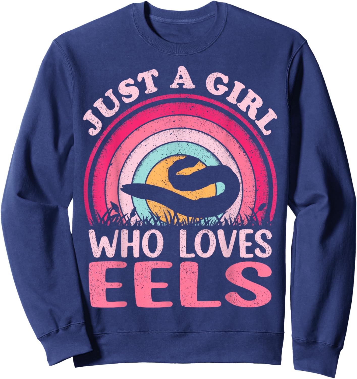 Eel Fish Vintage Retro Just A Girl Who Loves Eels Sweatshirt - Sweatshirt | Navy
