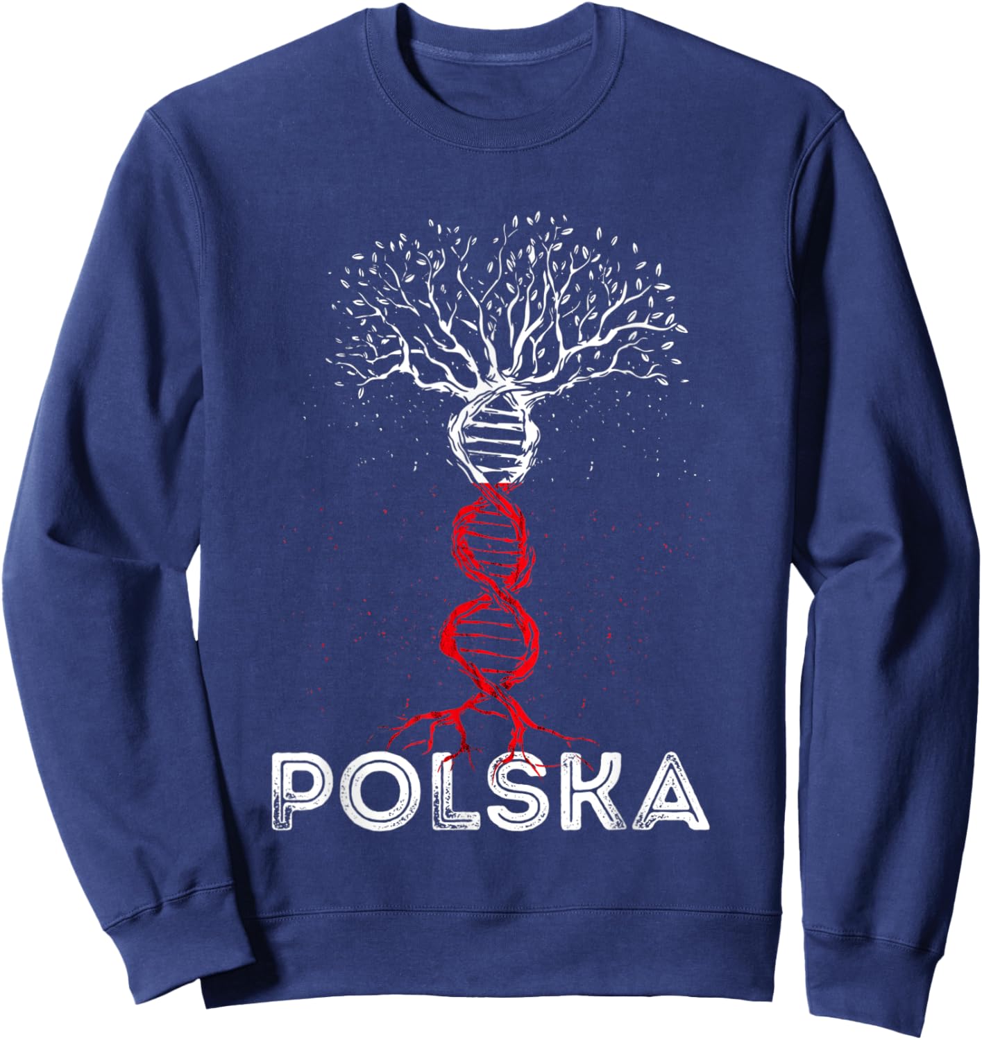 Polska DNA Tree Polish Roots Poland Flag Polish Pride Poland Sweatshirt - Sweatshirt | Navy
