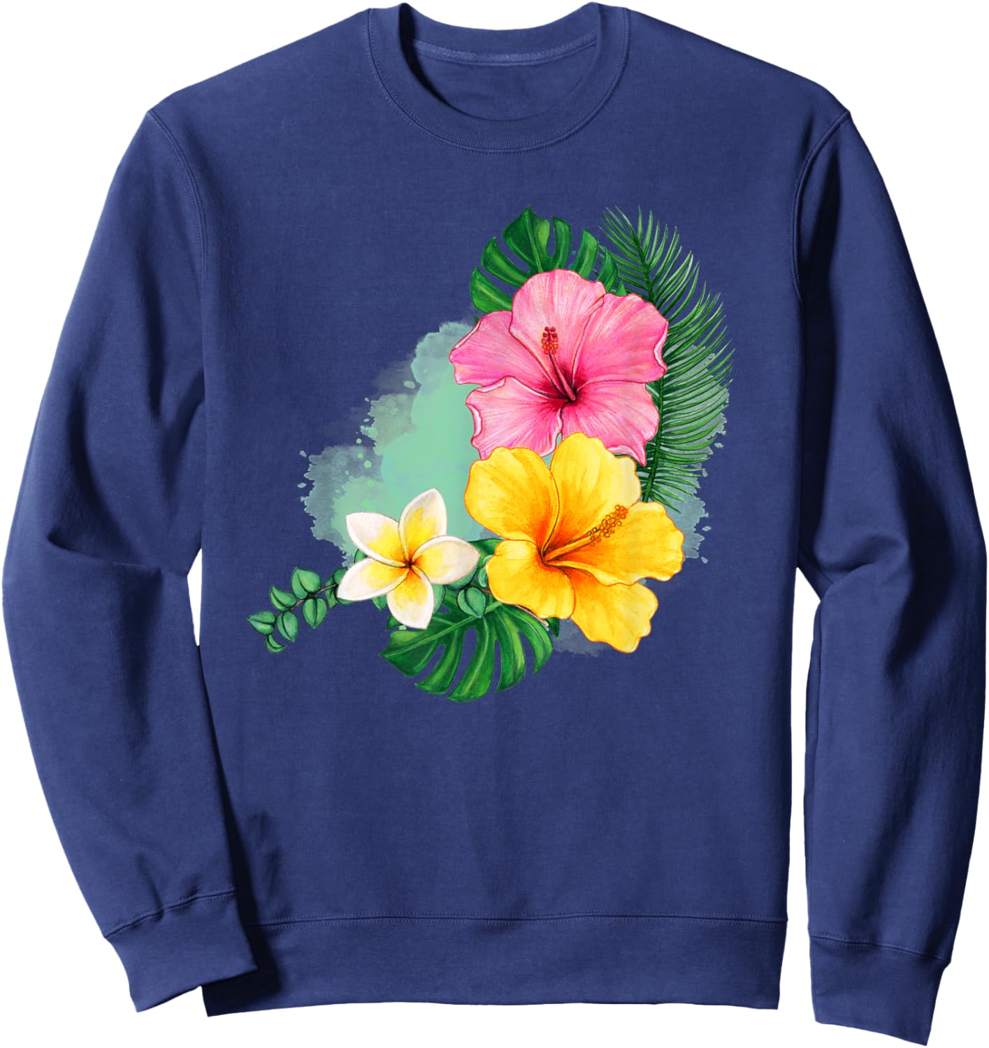 Tropical Flower Hibiscus Plumeria Design for Gardener Sweatshirt - Sweatshirt | Navy