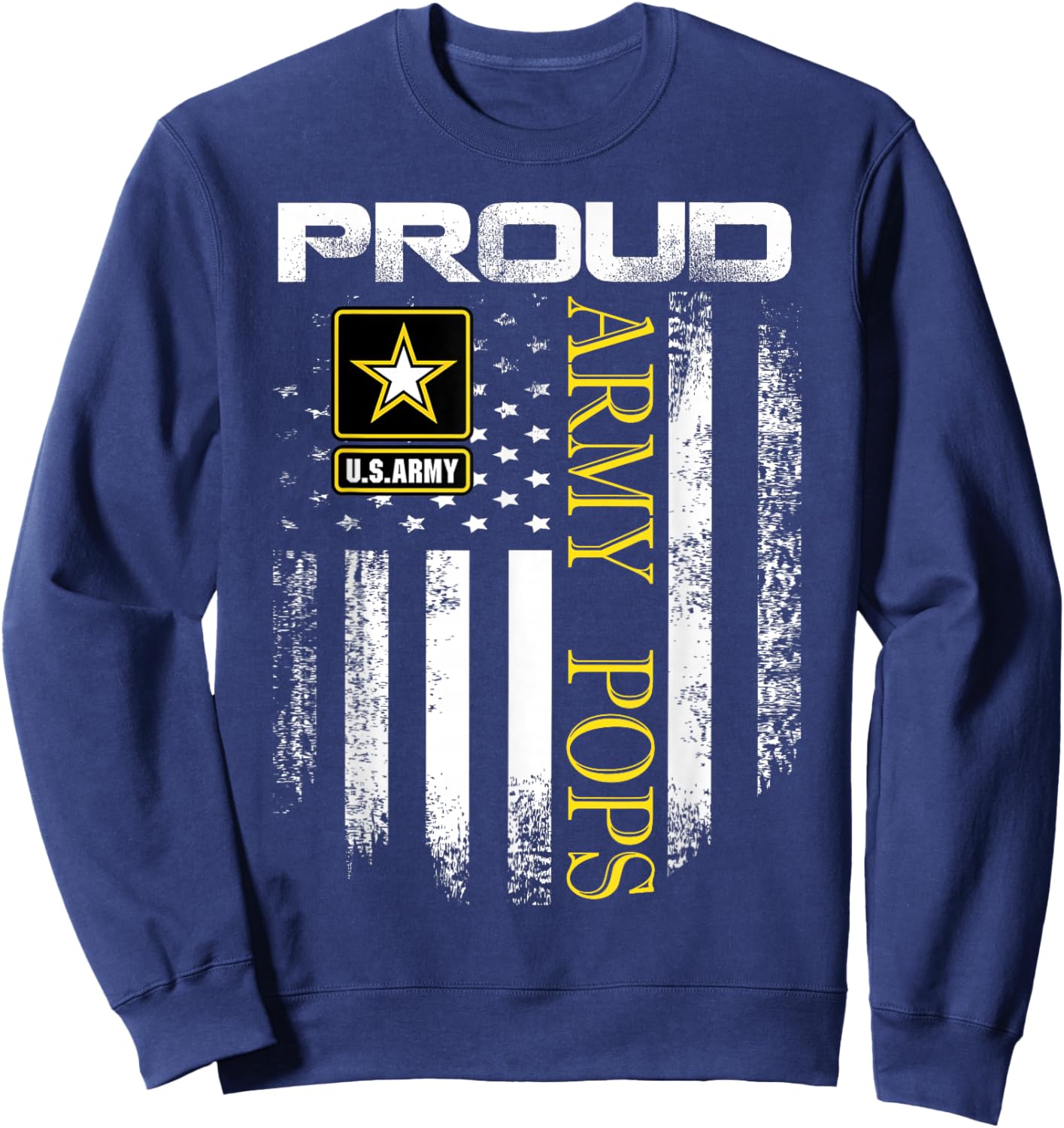 Vintage Proud Army Pops With American Flag Gift Sweatshirt - Sweatshirt | Navy