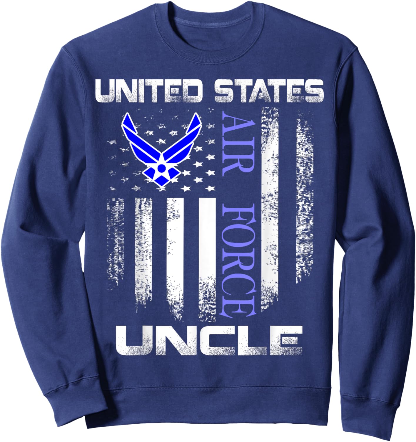Vintage United States Air Force Uncle With American Flag Sweatshirt - Sweatshirt | Navy