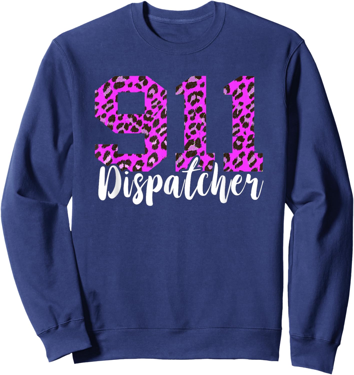 Dispatcher 911 Dispatch Thin Yellow Line Purple Leopard Sweatshirt - Sweatshirt | Navy