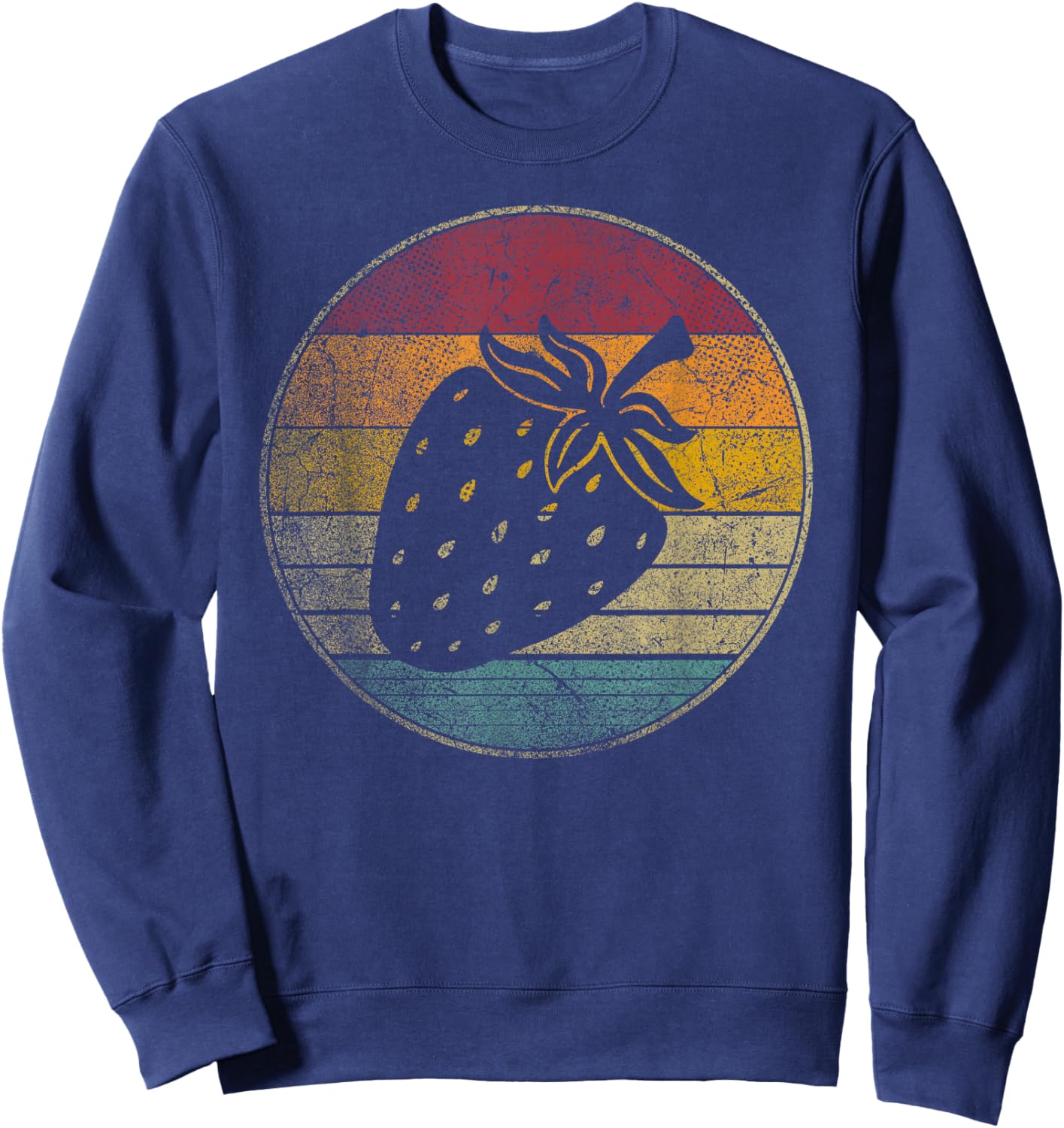 Strawberry Fruit Vintage Festival Distressed Retro 70s Gift Sweatshirt - Sweatshirt | Navy