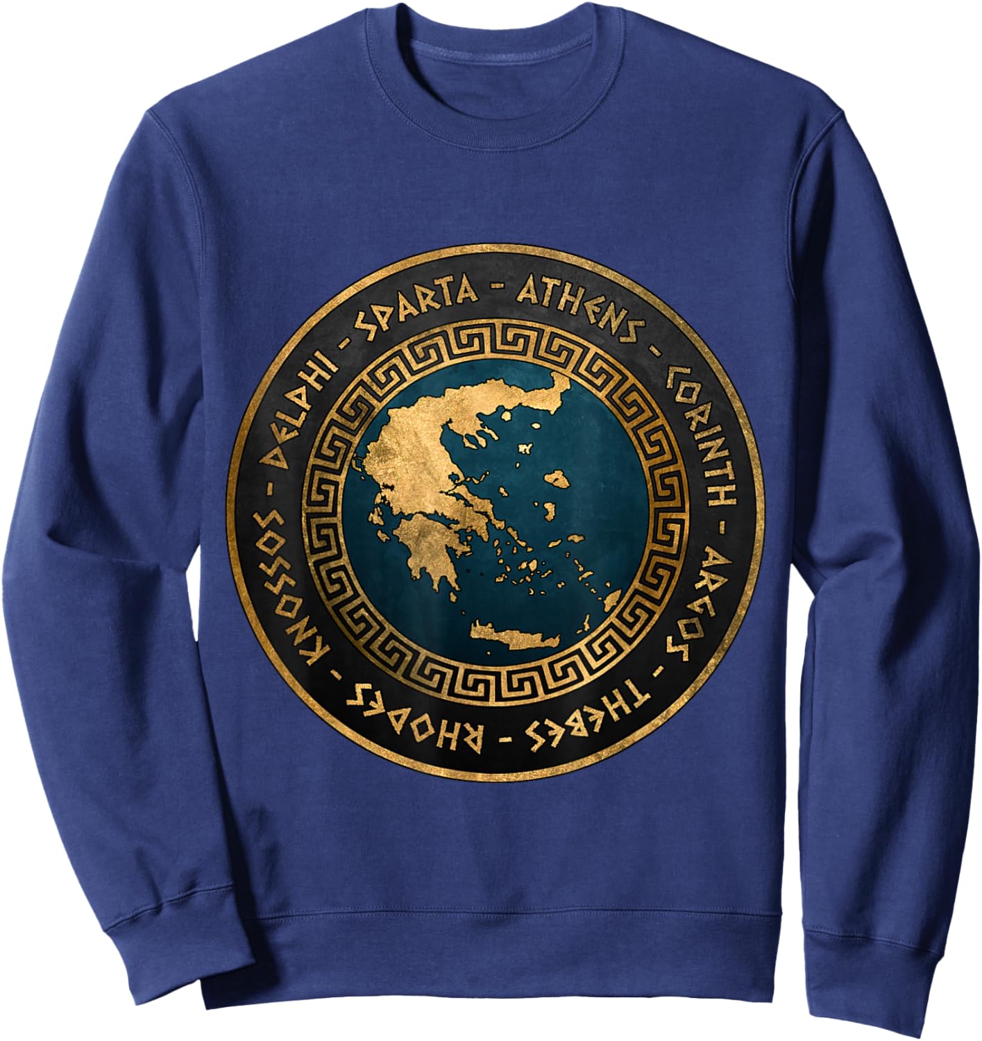 Agema Apparel Ancient Greek Cities of Ancient Greece , Black Sweatshirt - Sweatshirt | Navy