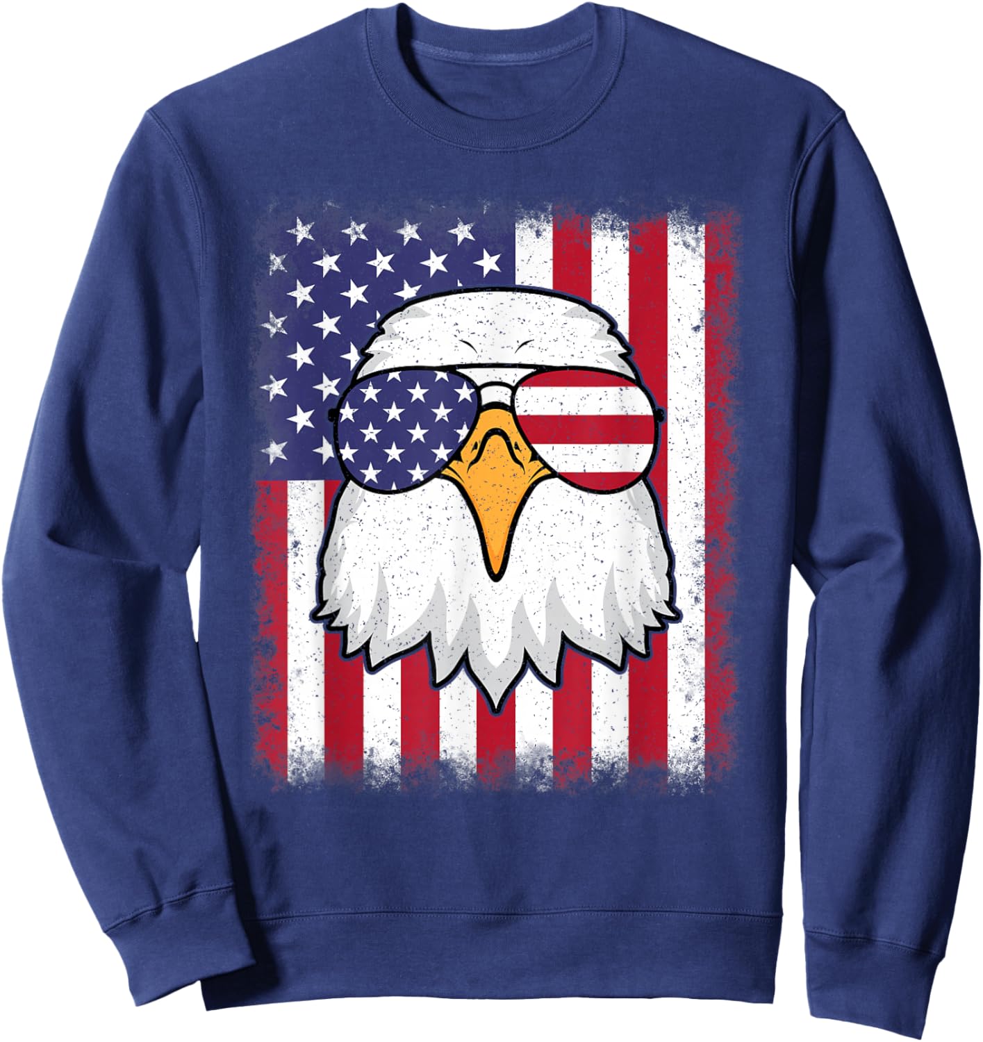 Funny 4th Of July Eagle American Flag Patriotic USA Men Boys Sweatshirt - Sweatshirt | Navy