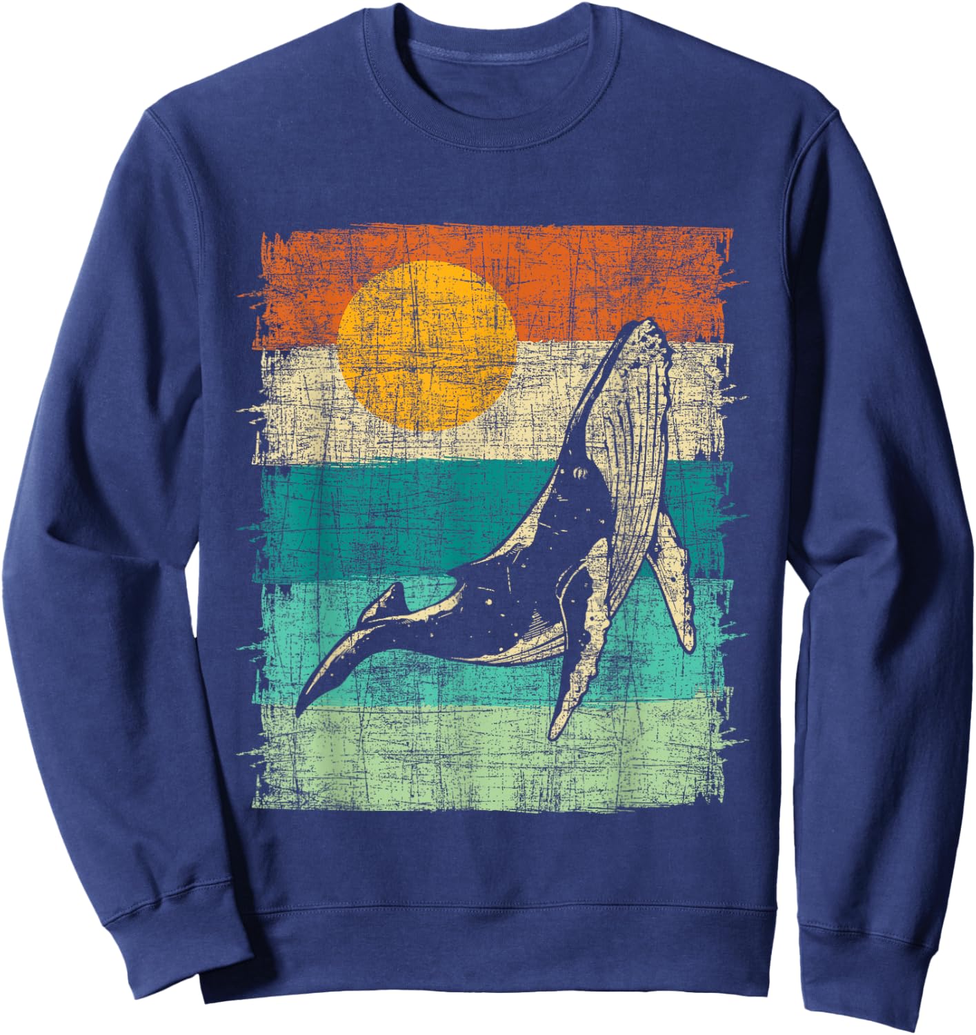 Retro Whale Lover - Marine Biologist Aquarist Whales Animal Sweatshirt - Sweatshirt | Navy
