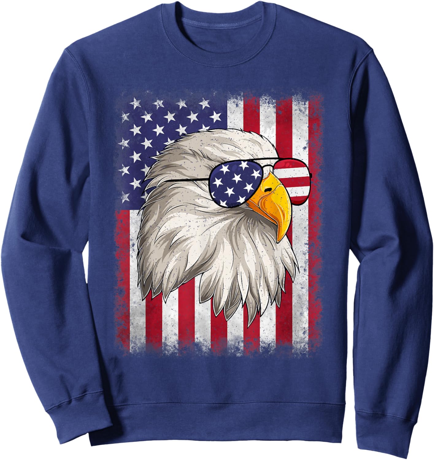 Funny 4th Of July USA Flag American Patriotic Eagle Men Boys Sweatshirt - Sweatshirt | Navy