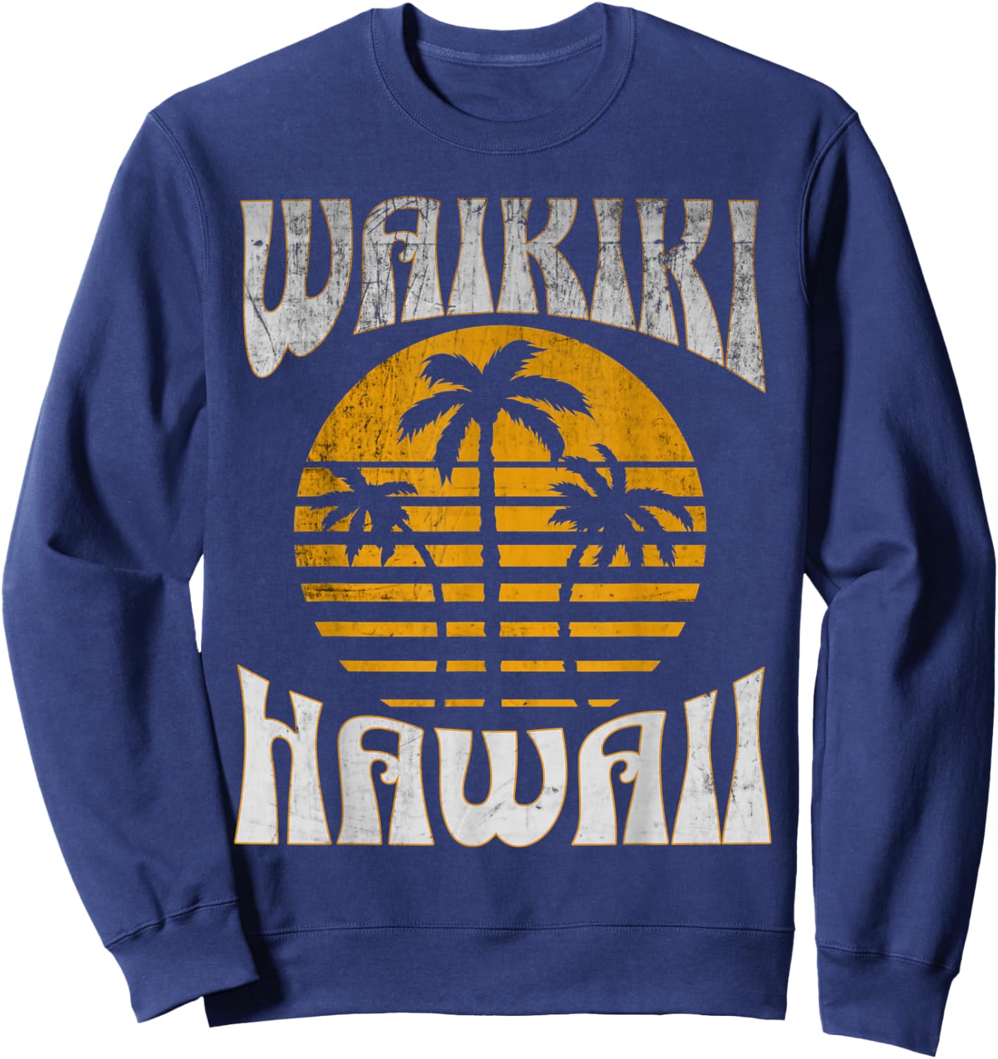 Waikiki Hawaii Beach Summer Vacation Vintage Women Kids Sweatshirt - Sweatshirt | Navy
