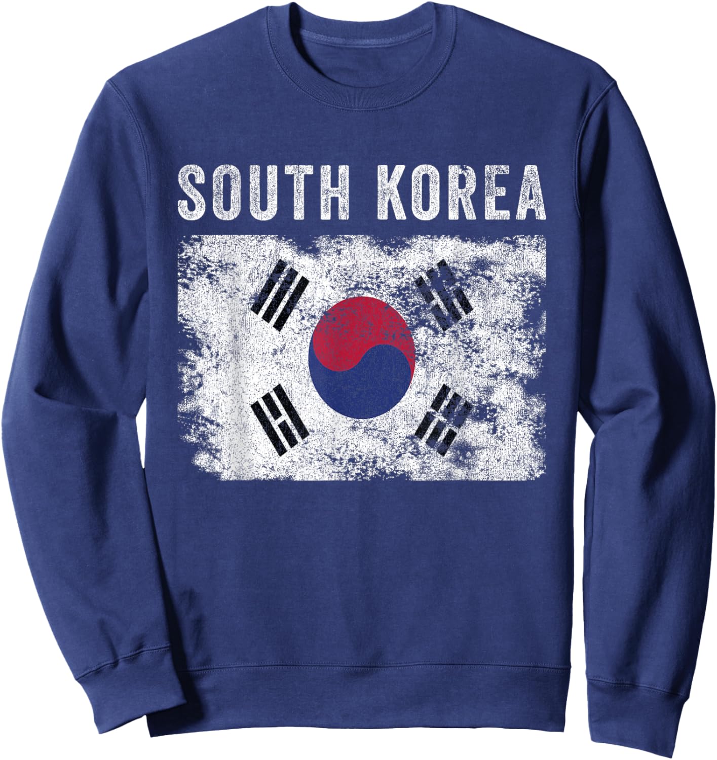 South Korea Flag Distressed - Men Women - South Korean Flag Sweatshirt - Sweatshirt | Navy