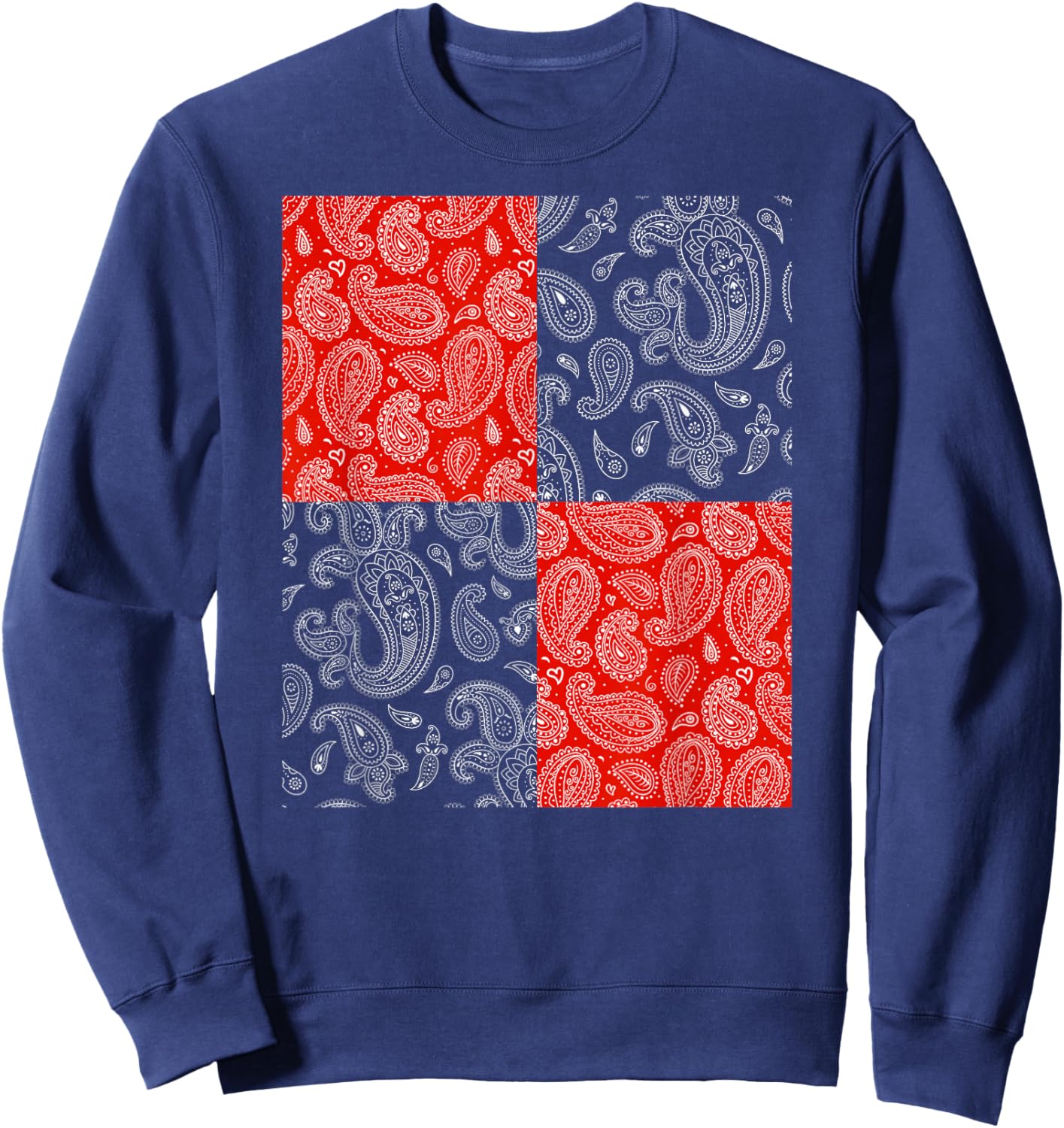 Red Paisley, Bandana Style Sweatshirt - Sweatshirt | Navy