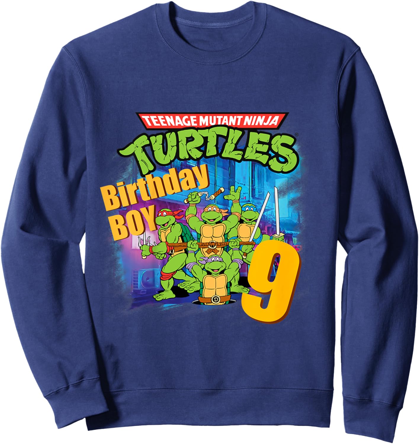 Mademark x Teenage Mutant Ninja Turtles - Kids Original Teenage Mutant Ninja Turtles Classic 9th Birthday Sweatshirt - Sweatshirt | Navy