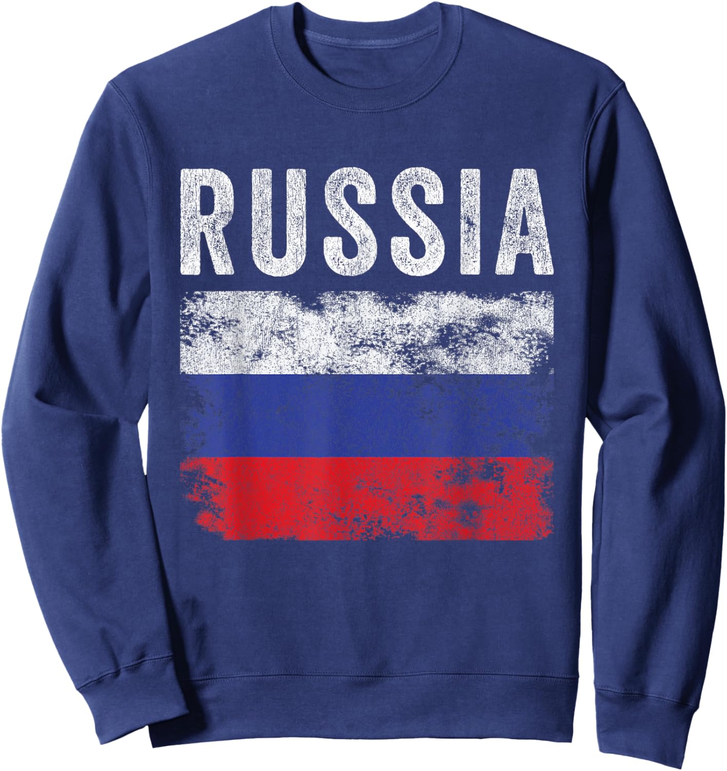 Russia Flag Distressed - Men Women Kids - Russian Flag Sweatshirt - Sweatshirt | Navy
