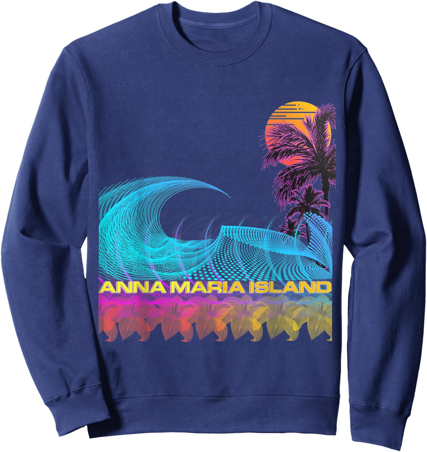 Anna Maria Island - Retro 80s Style Vintage Vaporwave Surf Sweatshirt - Sweatshirt | Navy