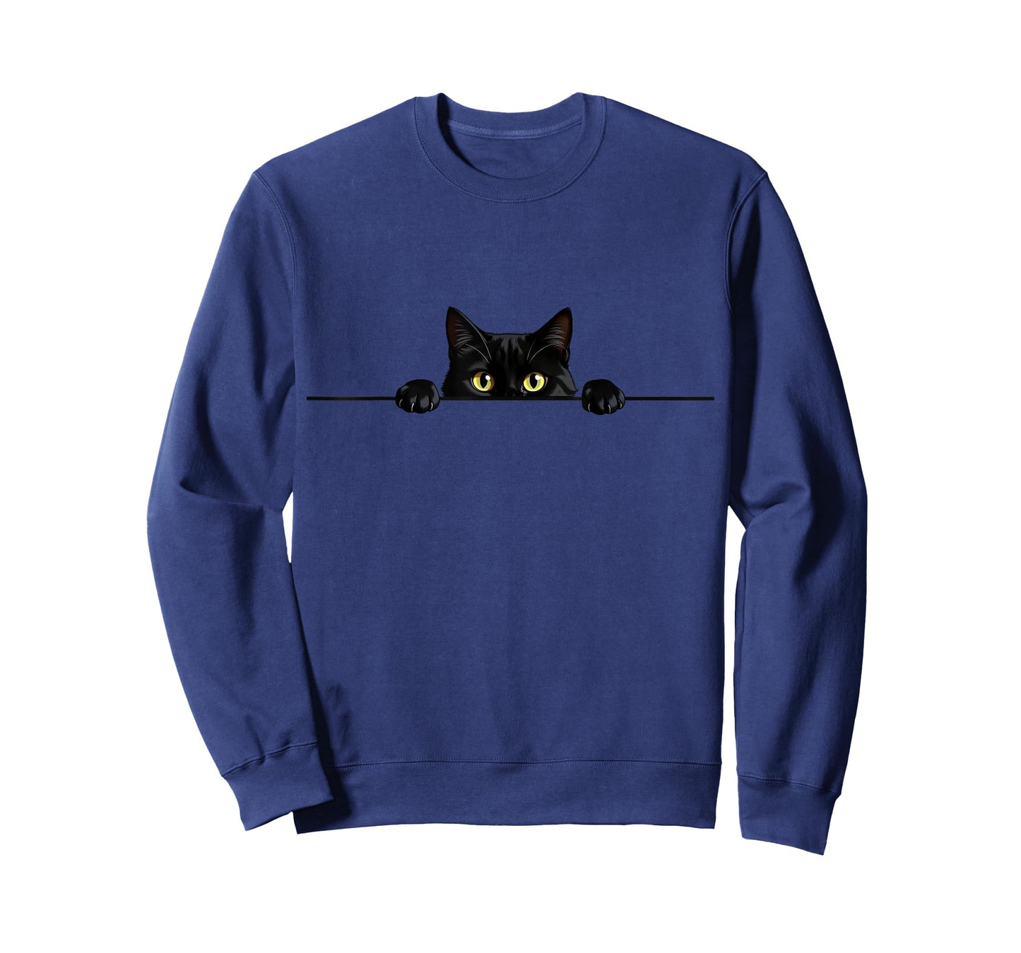Black Kitten with Yellow Eyes Peeking Cute Design T-Shirt