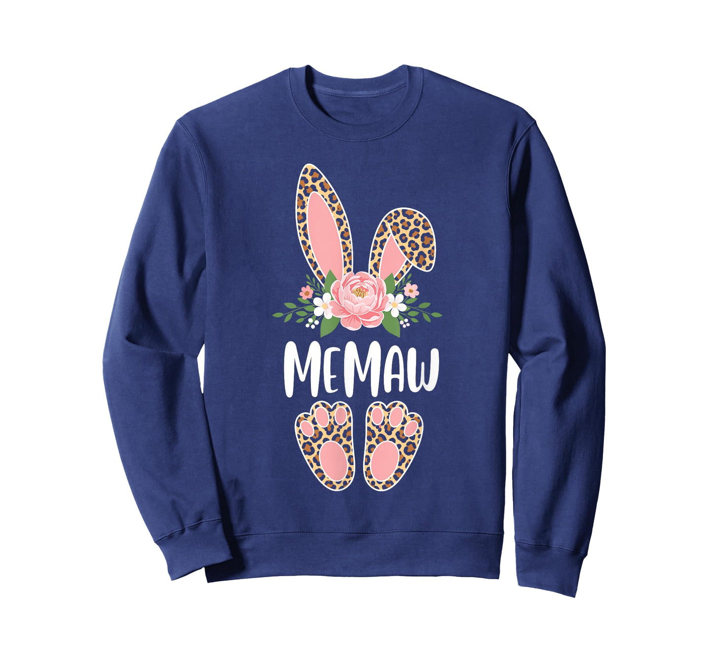 Floral Leopard Memaw Bunny Happy Easter Spring T-Shirt