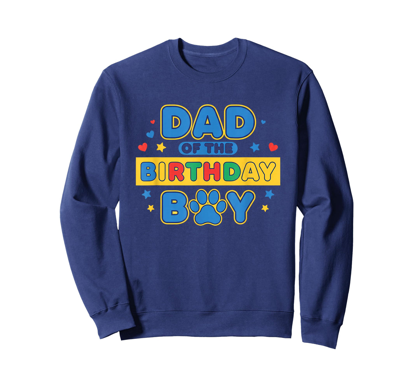 Dad of The Birthday Boy, Colorful Paw Party Design T-Shirt