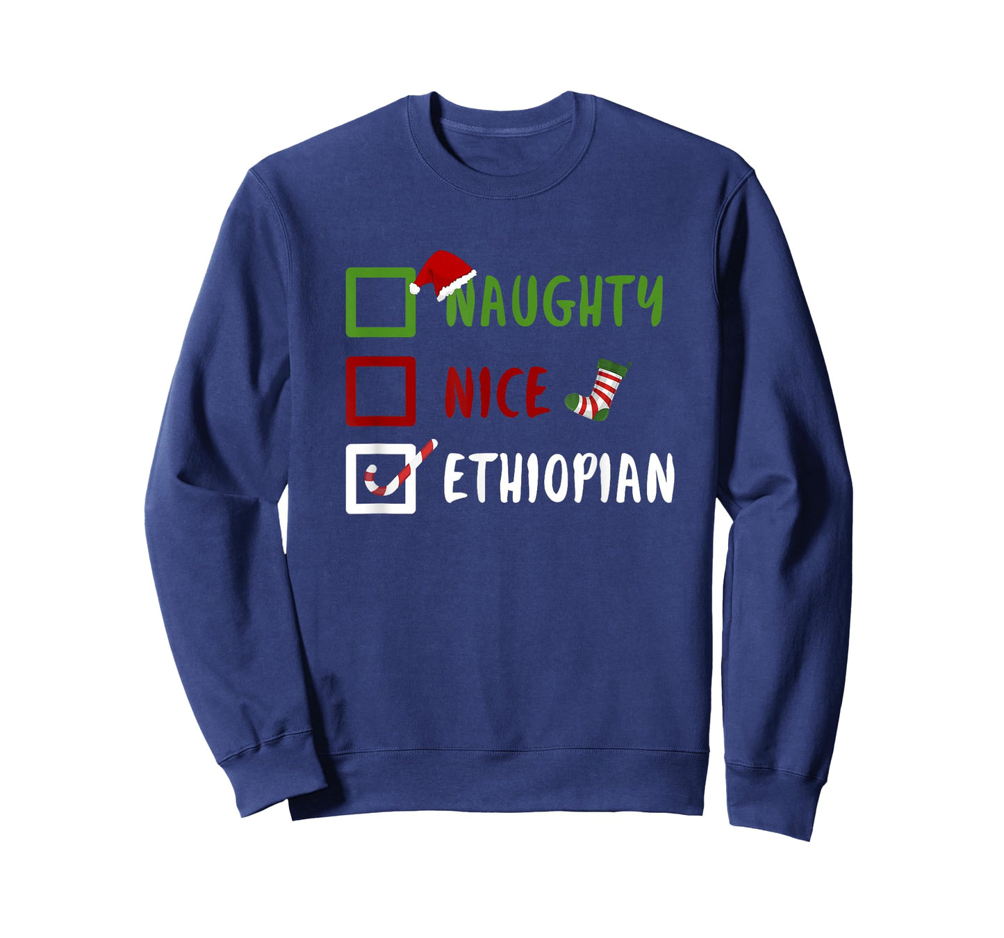 Naughty Nice Ethiopian Funny Ethiopia Christmas Santa T-Shirt