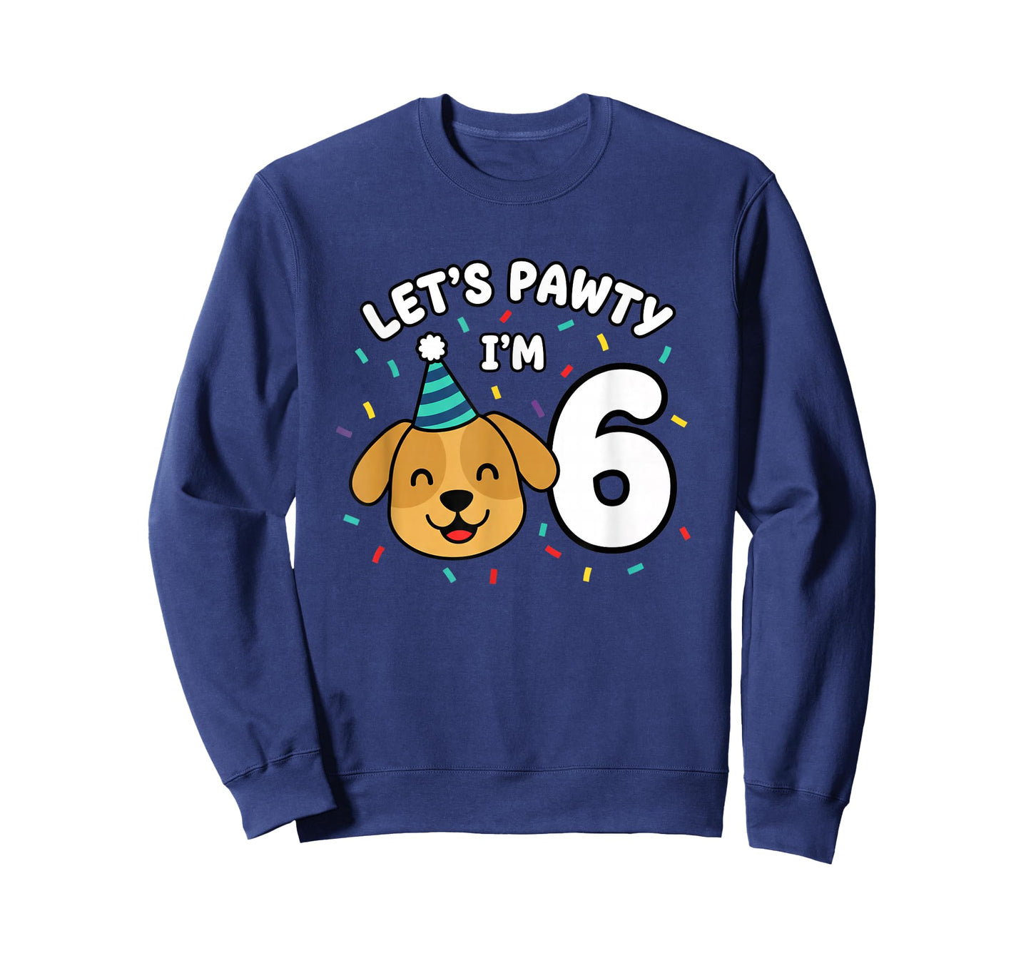 Dog Birthday Let's Pawty I'm 6 Puppy Party Design T-Shirt