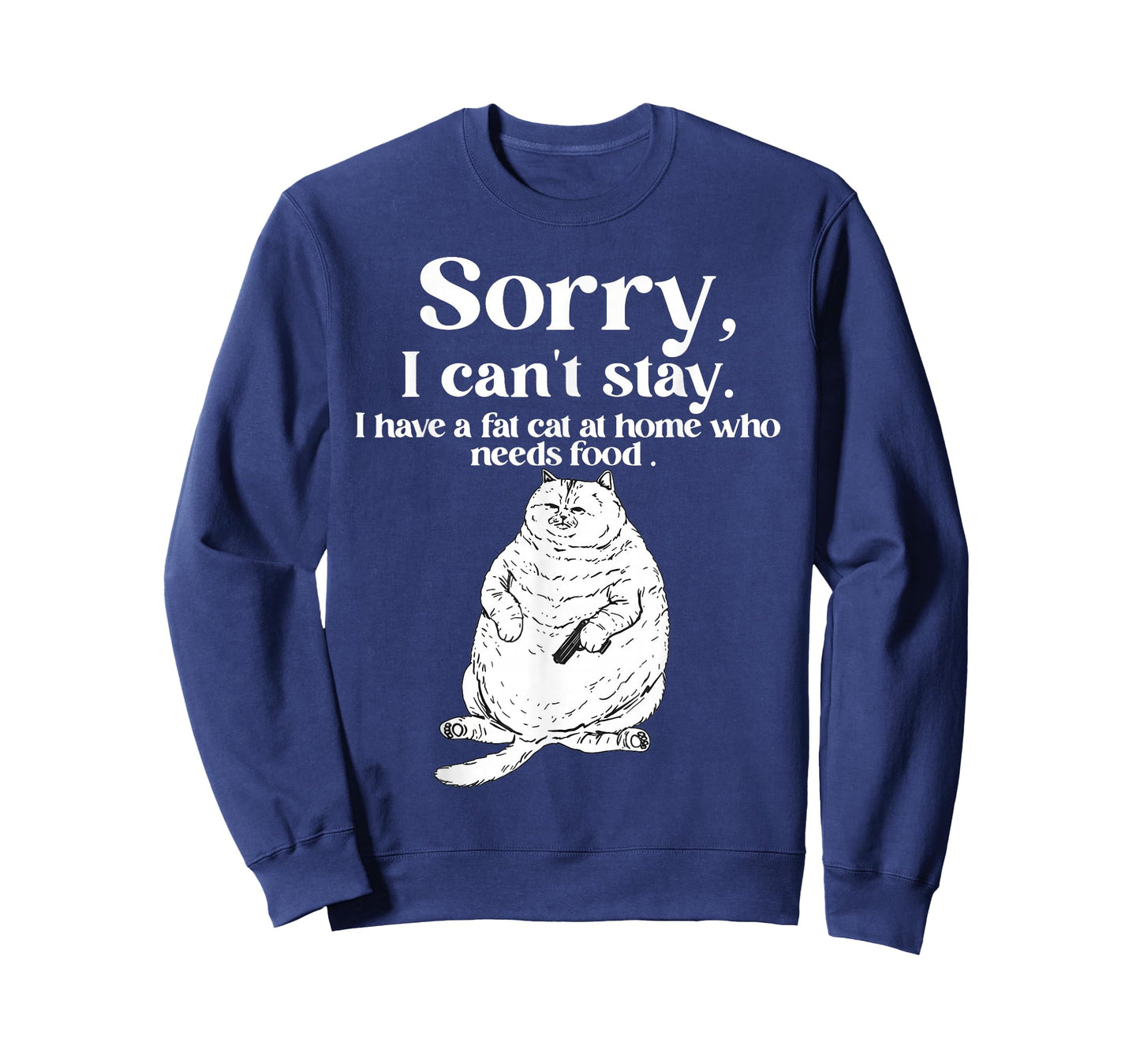 Sorry I Can't Stay I Have A Fat Cat at Home Who Needs Food T-Shirt