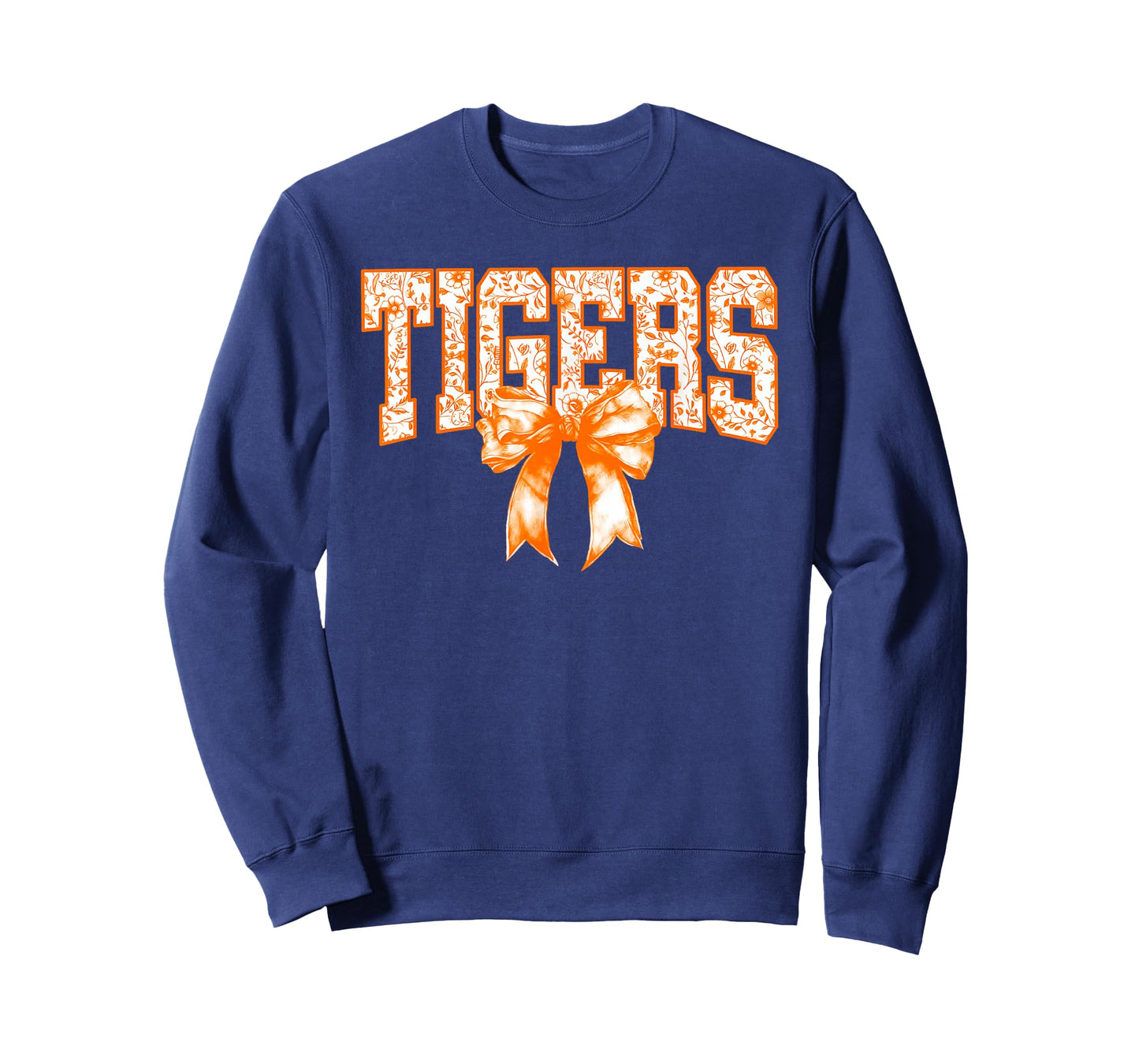 Floral Coquette Bow Tigers School Sports Team Spirit T-Shirt