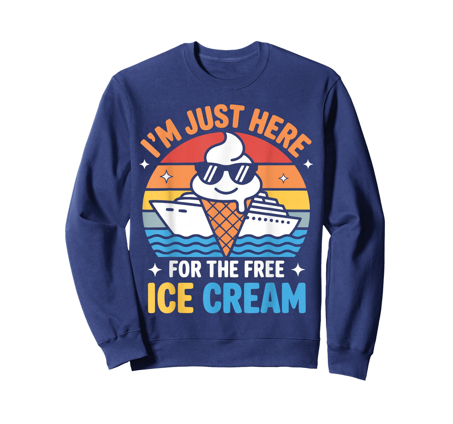 Just Here for Free Ice Cream Funny Cruise Travel Matching T-Shirt