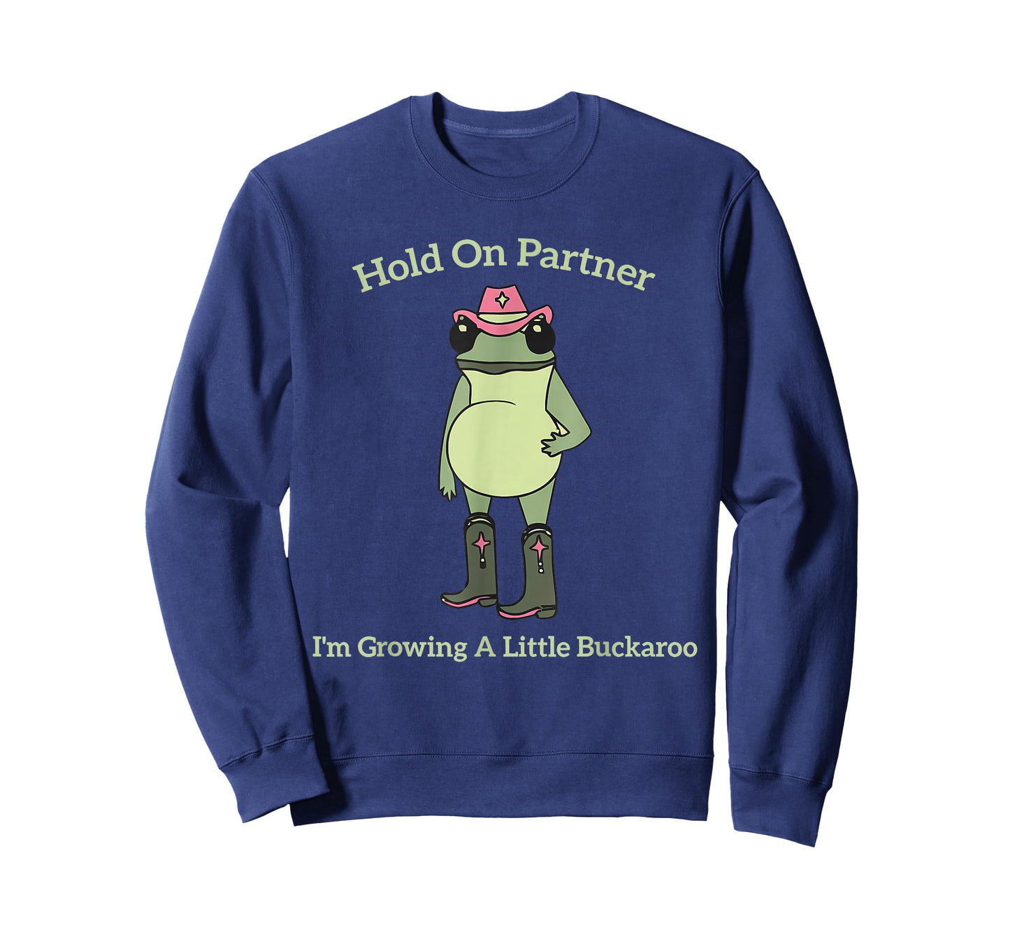 Hold On Partner I'm Growing A Little Buckaroo Frog Pregnancy T-Shirt