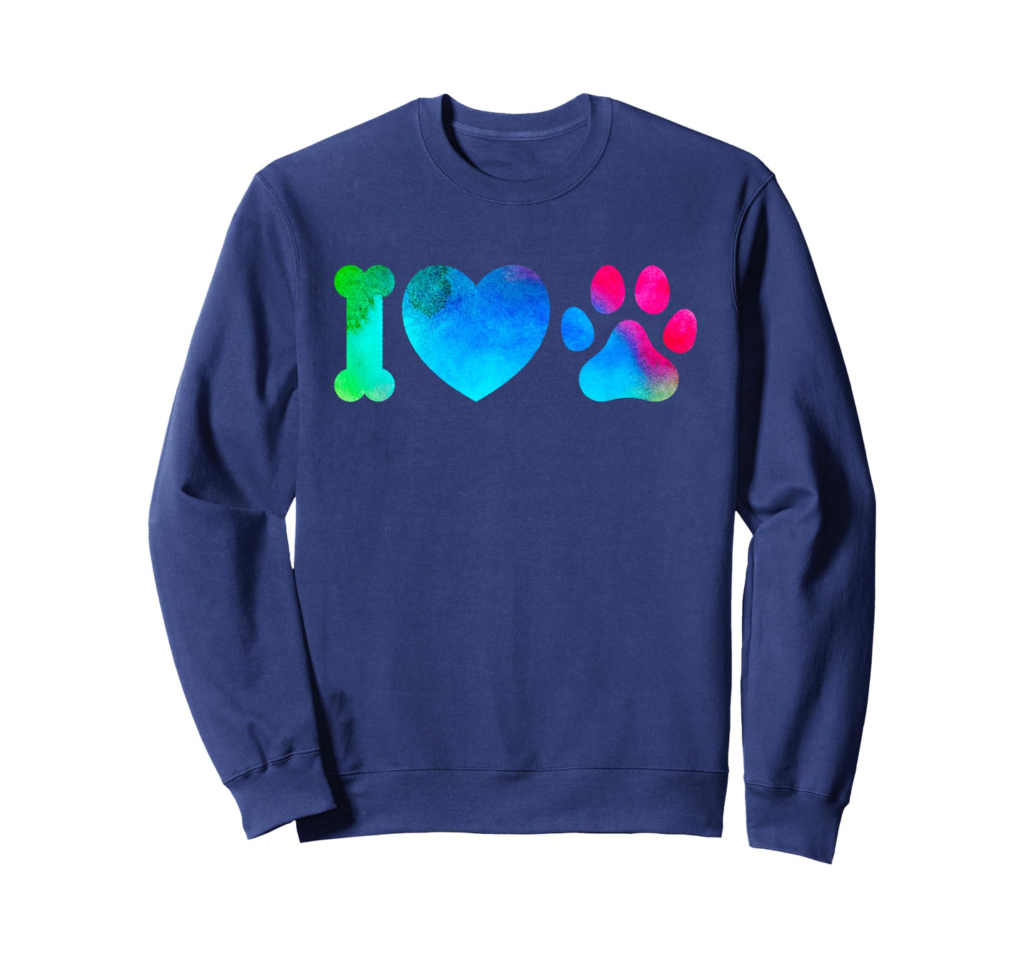 Cute and Colorful I Love Dogs with a Heart and Paw Print T-Shirt