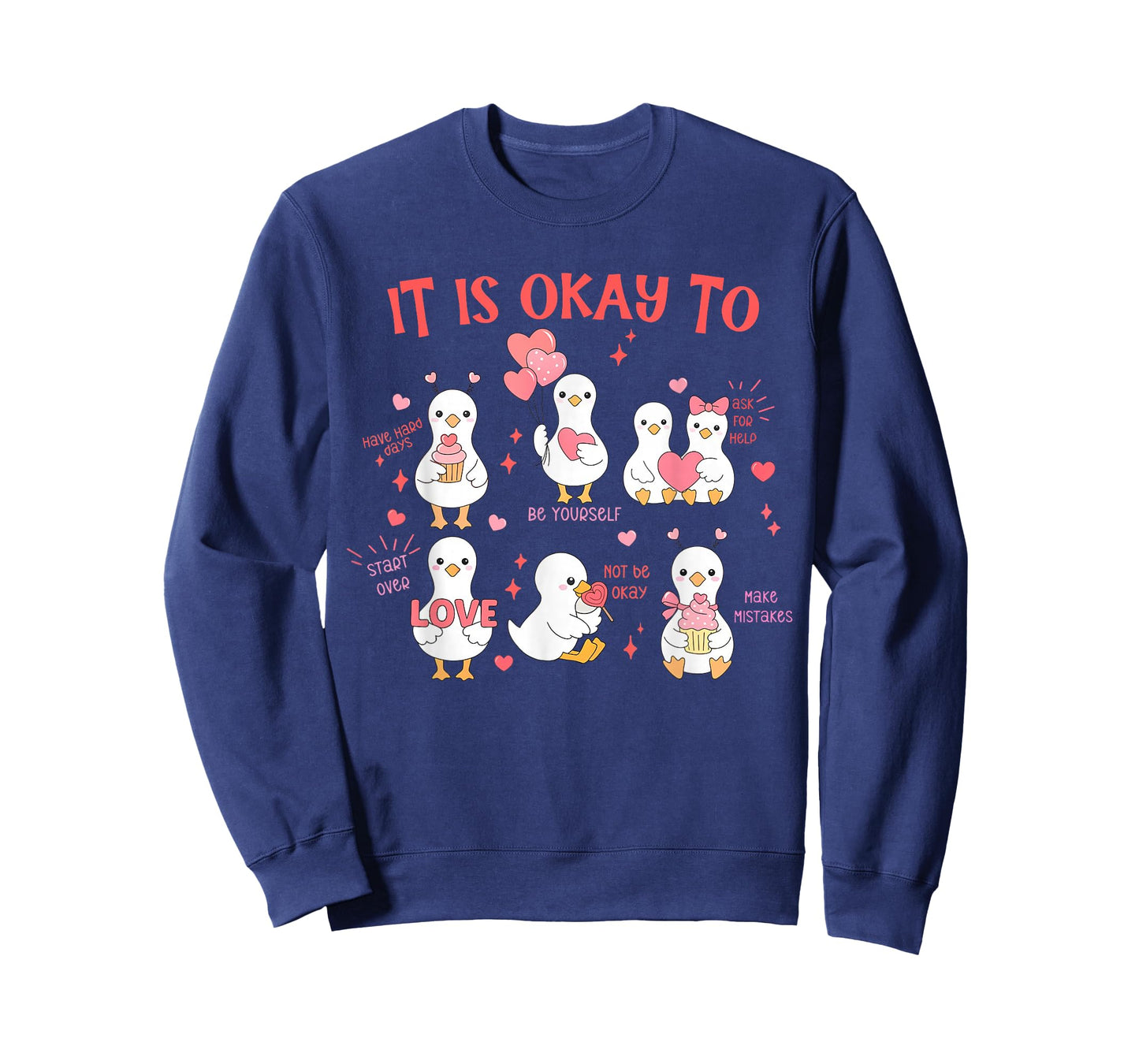 It's Okay to Mental Health Therapist Cute Goose Valentines T-Shirt