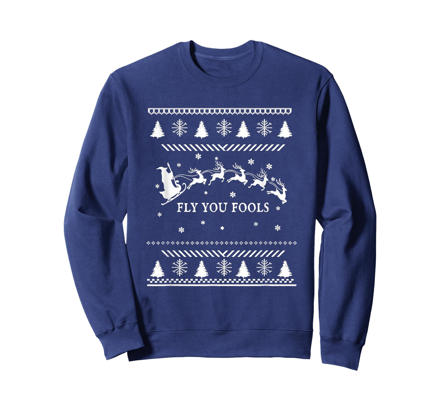Fly You Fools Wizard Santa Sleigh Reindeer Christmas T-Shirt