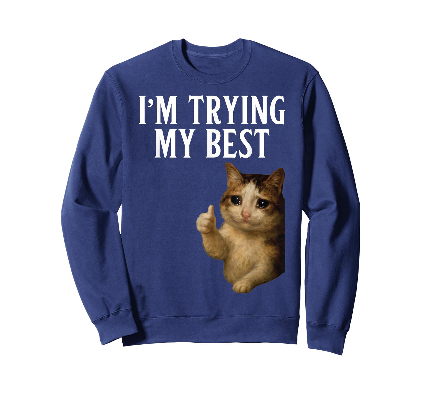 I'm Trying My Best Funny Crying Cat Meme Men Women Kids T-Shirt