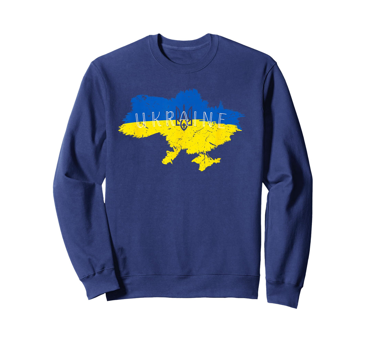 Ukrainian Pride Tryzub Ukraine Map Vintage Retro Flag Art T-Shirt
