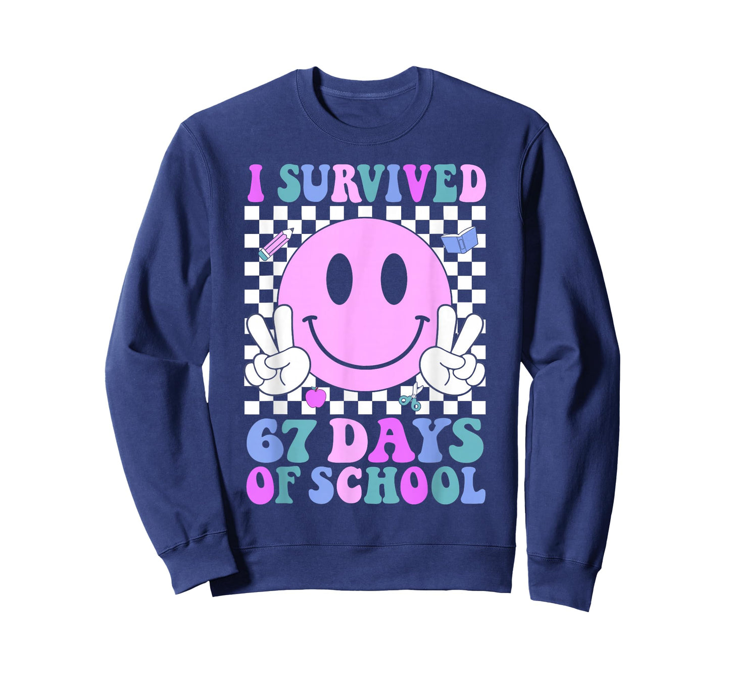 I Survived 67 Days of School Retro Smile 6 7 Meme Six Seven T-Shirt