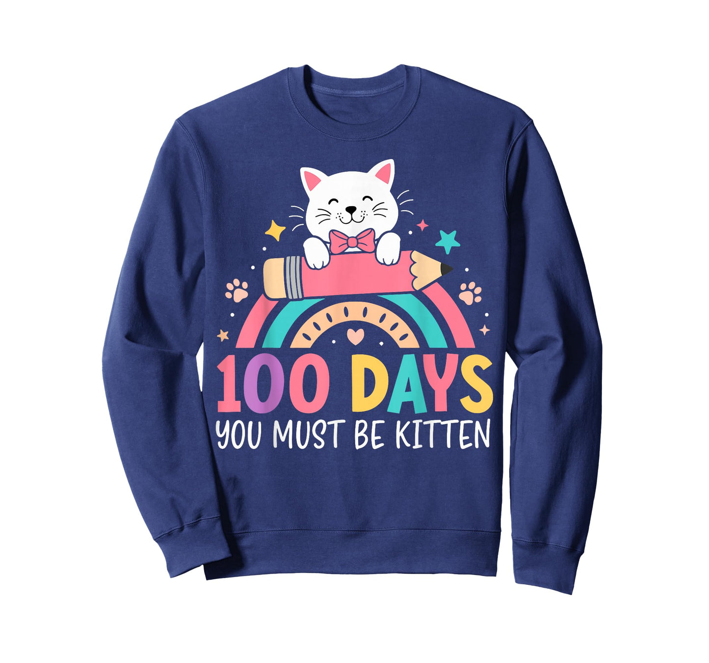 Girls 100 Days of School Cat Bow 100th Day of School Kids T-Shirt