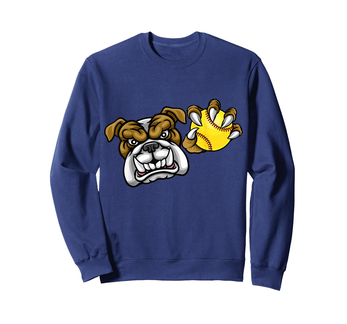 Bulldog Dog Cartoon Character Holding a Softball Ball T-Shirt