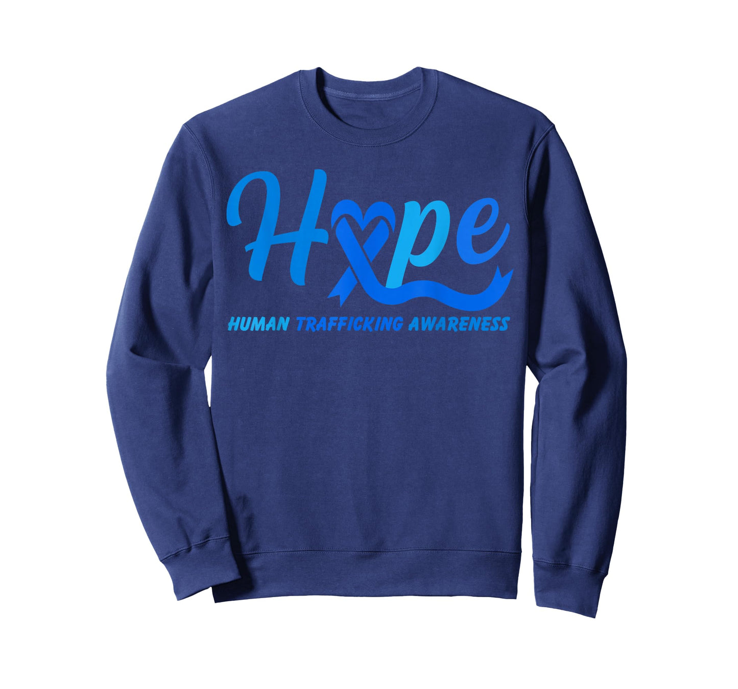 Hope Human Trafficking Awareness Month Blue Ribbon Heart T-Shirt
