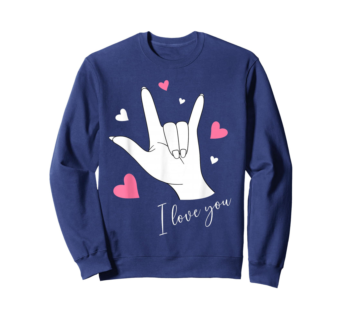 Cute Valentines Day Hearts I Love You Hand Sign Language ASL T-Shirt