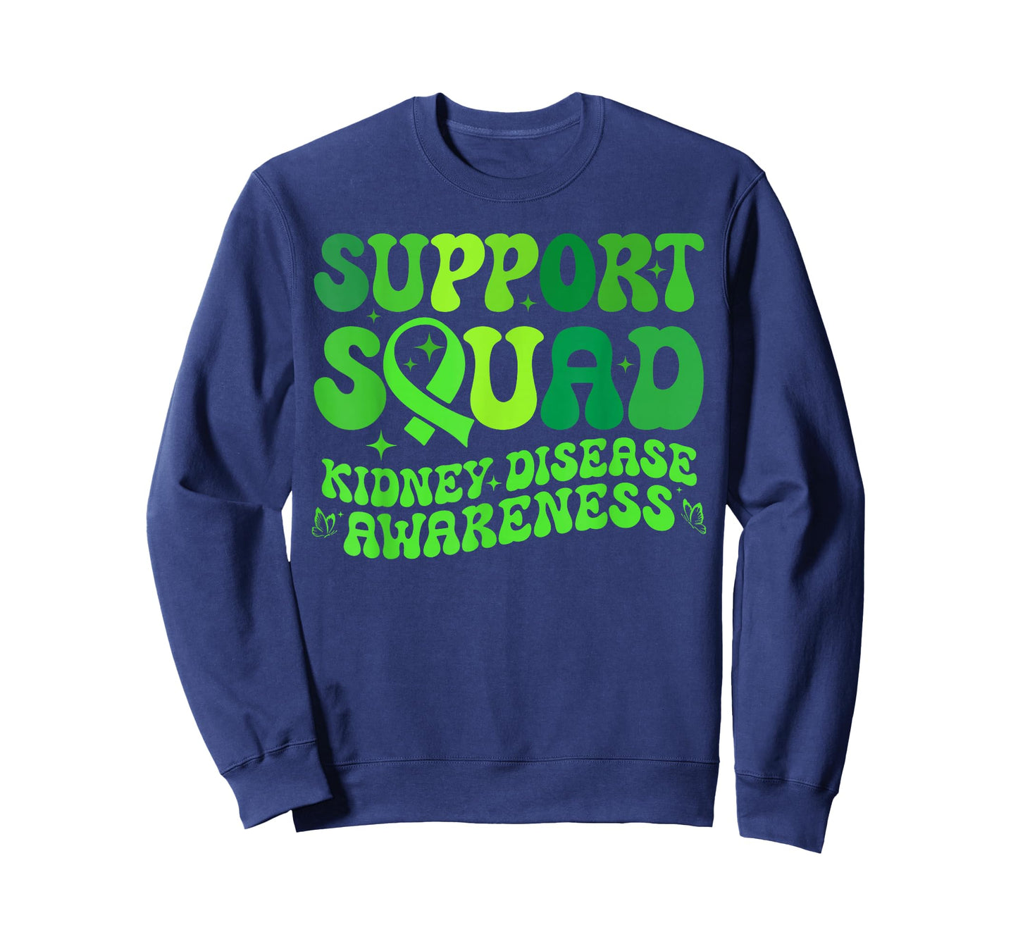 Support Squad Green PKD Kidney Disease Ribbon Butterfly T-Shirt