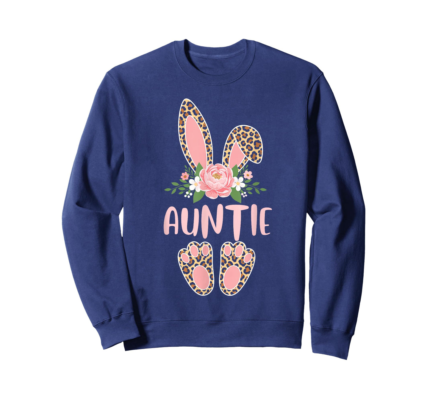 Floral Leopard Auntie Bunny Happy Easter Mother's Day T-Shirt