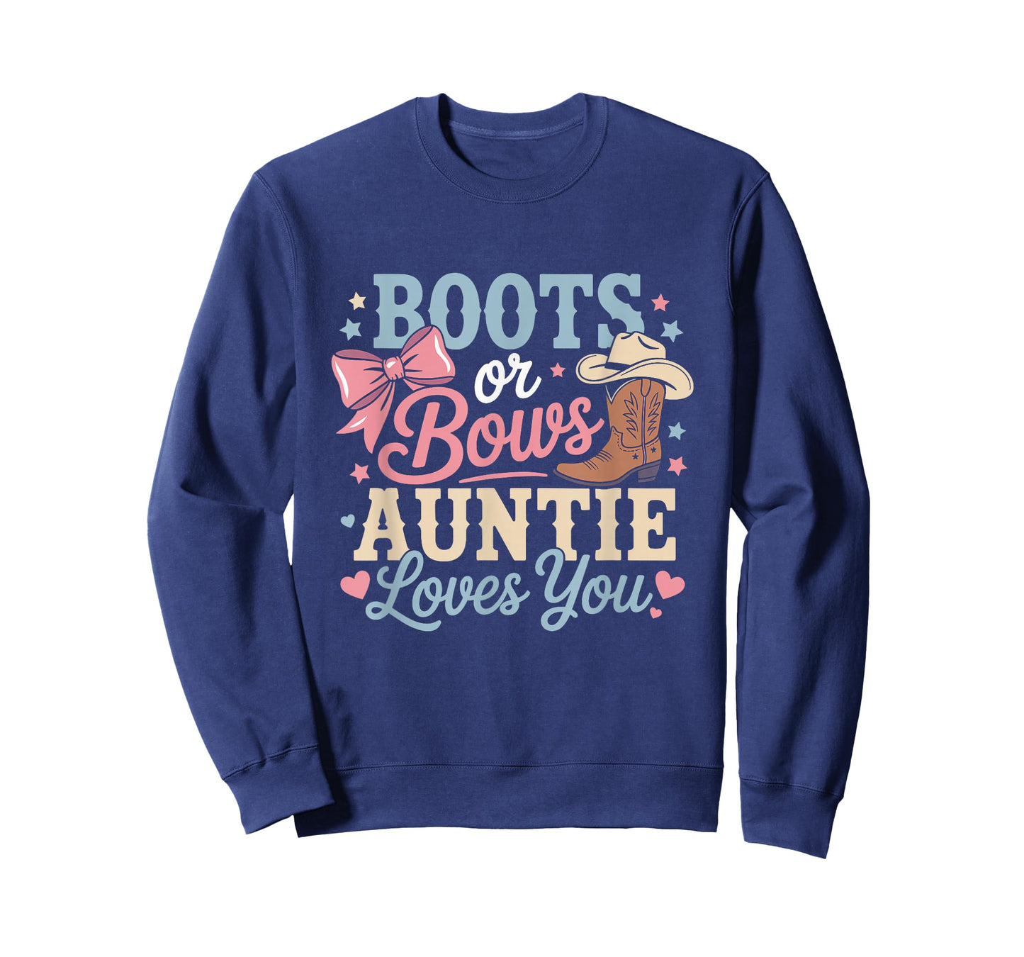 Boots or Bows Auntie Loves You Funny Gender Reveal Cowgirl T-Shirt