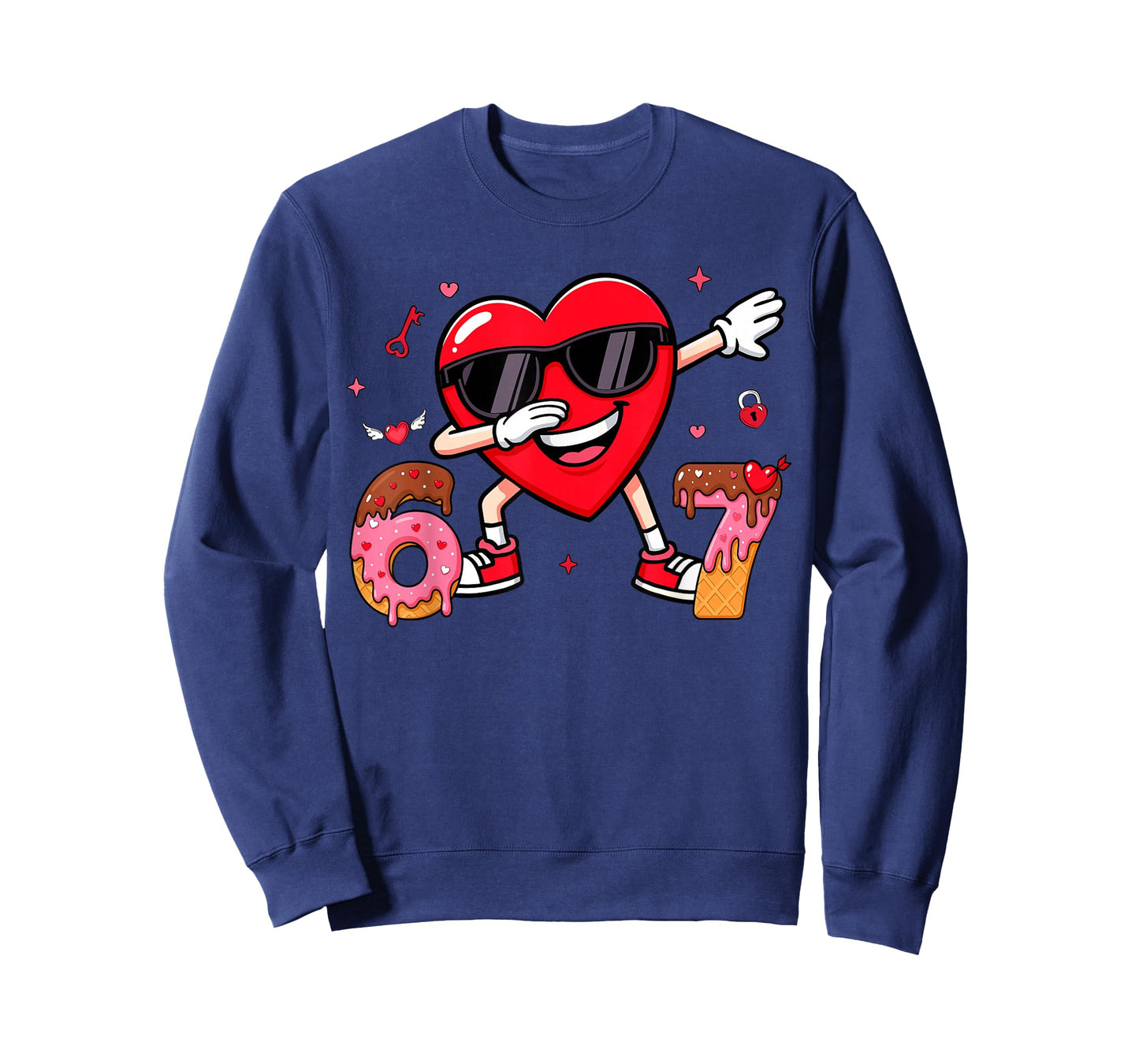 Valentines Day Six Seven Bruh 6 7 Meme Dab Heart Kids Boys T-Shirt