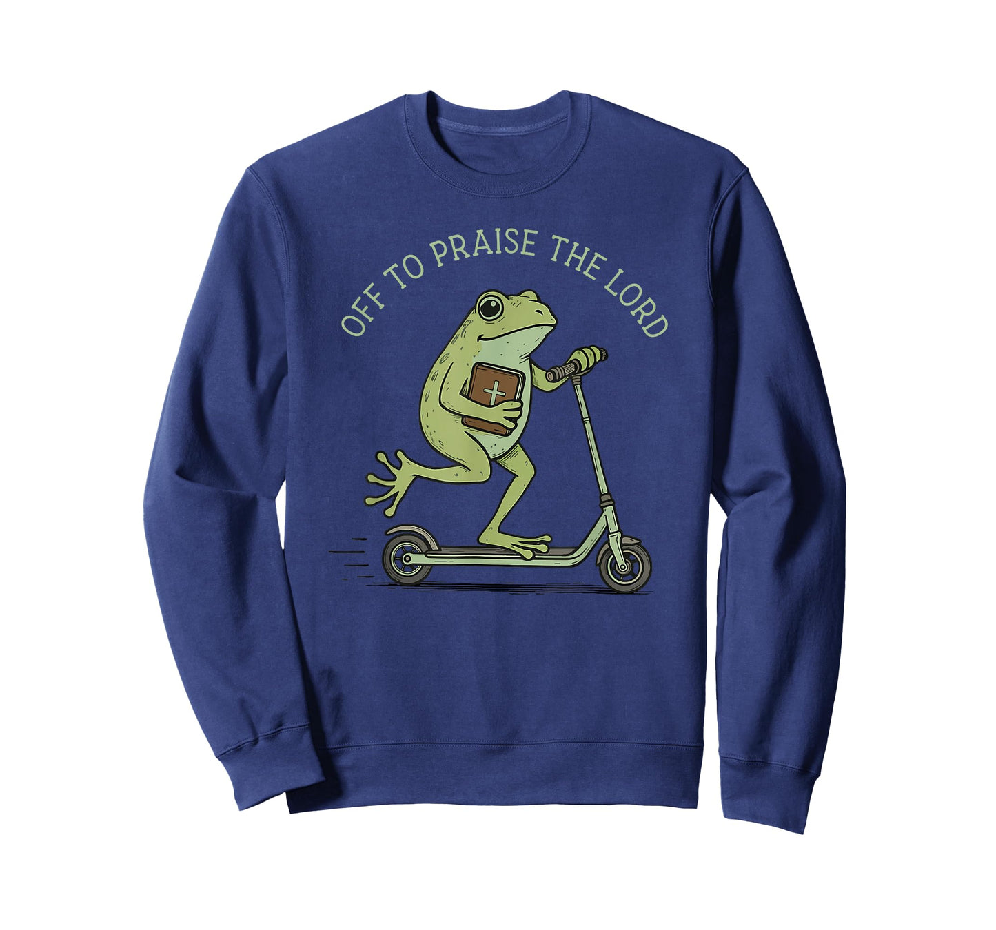 Off to Praise The Lord Cute Frog On Scooter Christian T-Shirt