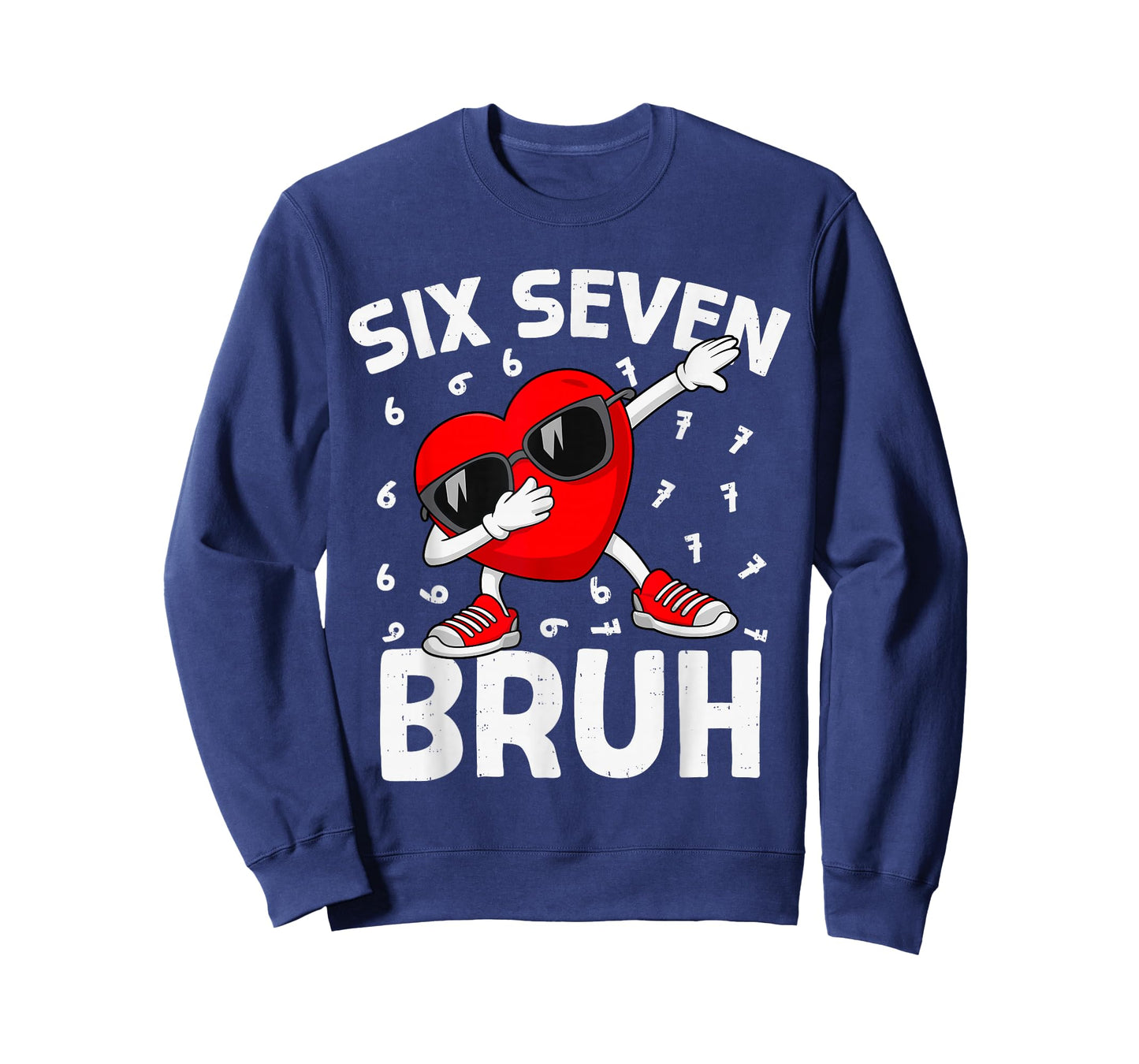 Valentines Day Six Seven Bruh 6 7 Meme Dab Heart Boys Kids T-Shirt