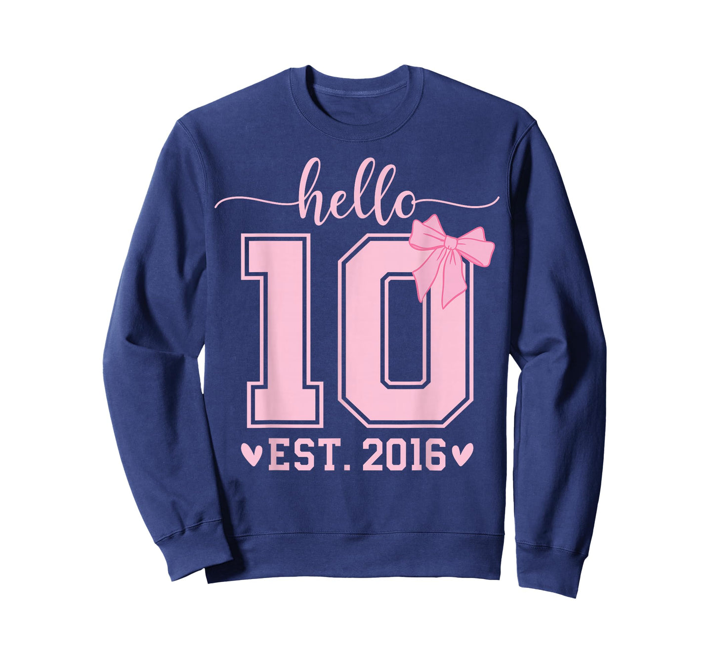 Hello Ten EST 2016 10th Birthday Coquette Bow 10 Year Girl T-Shirt