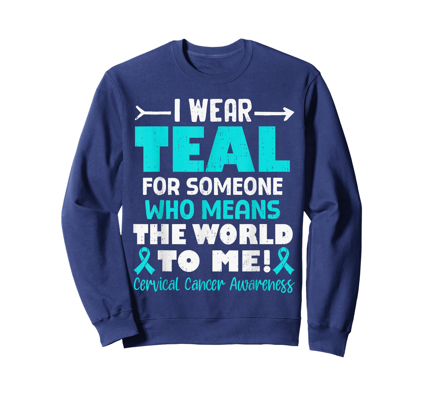 Cervical Cancer Awareness Ribbon Teal Support Men Women Kids T-Shirt