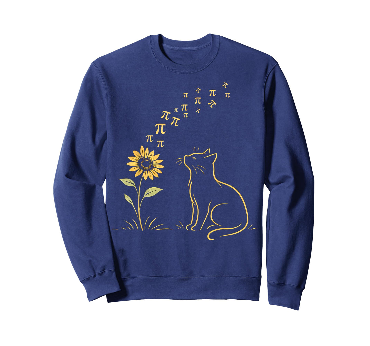 Cat Sunflower Pi Day Math Teacher Sunshine Kitty Pi Symbols T-Shirt