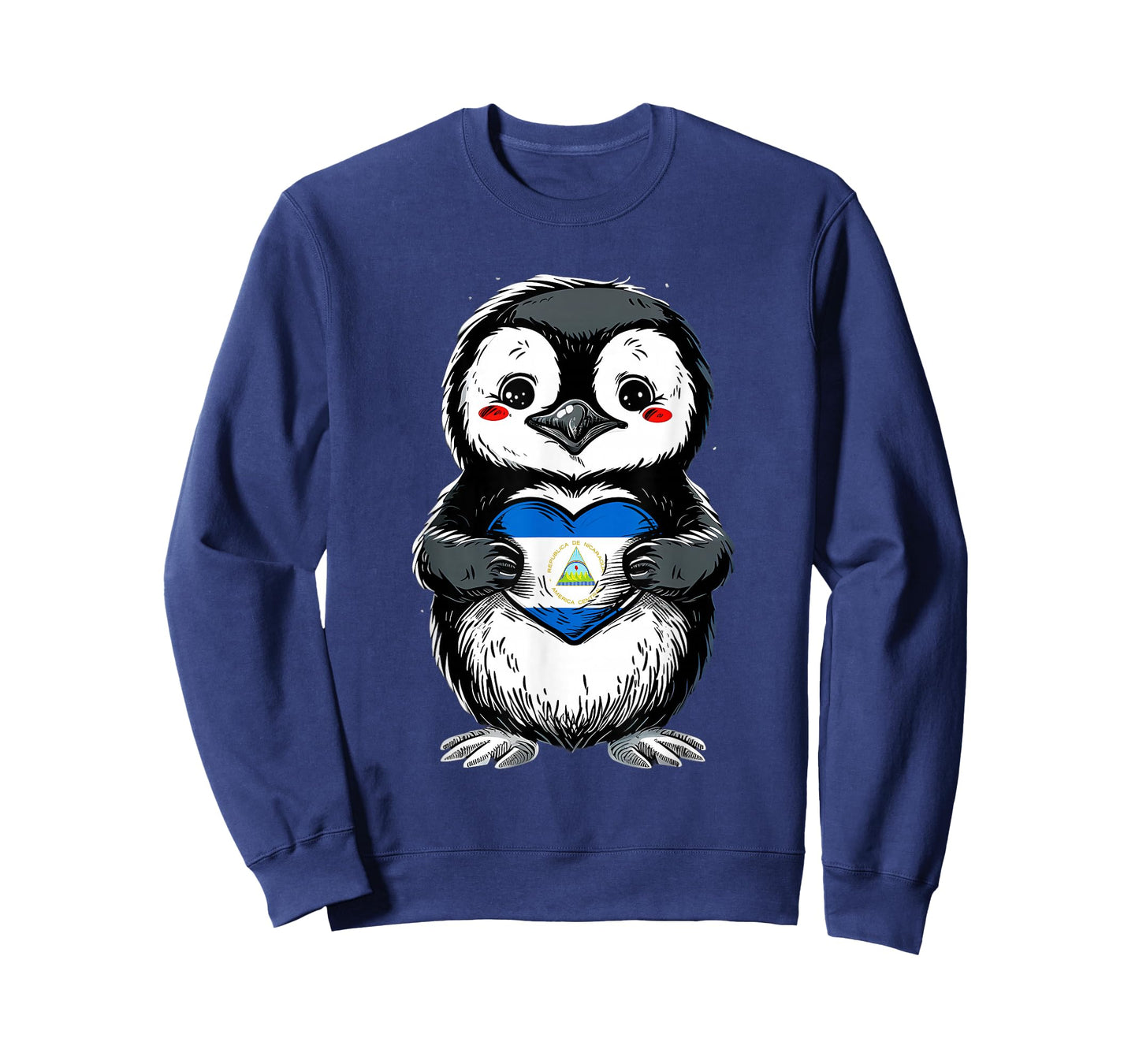 Nicaragua Flag Cute Penguin Heart Nicaraguan Pride T-Shirt