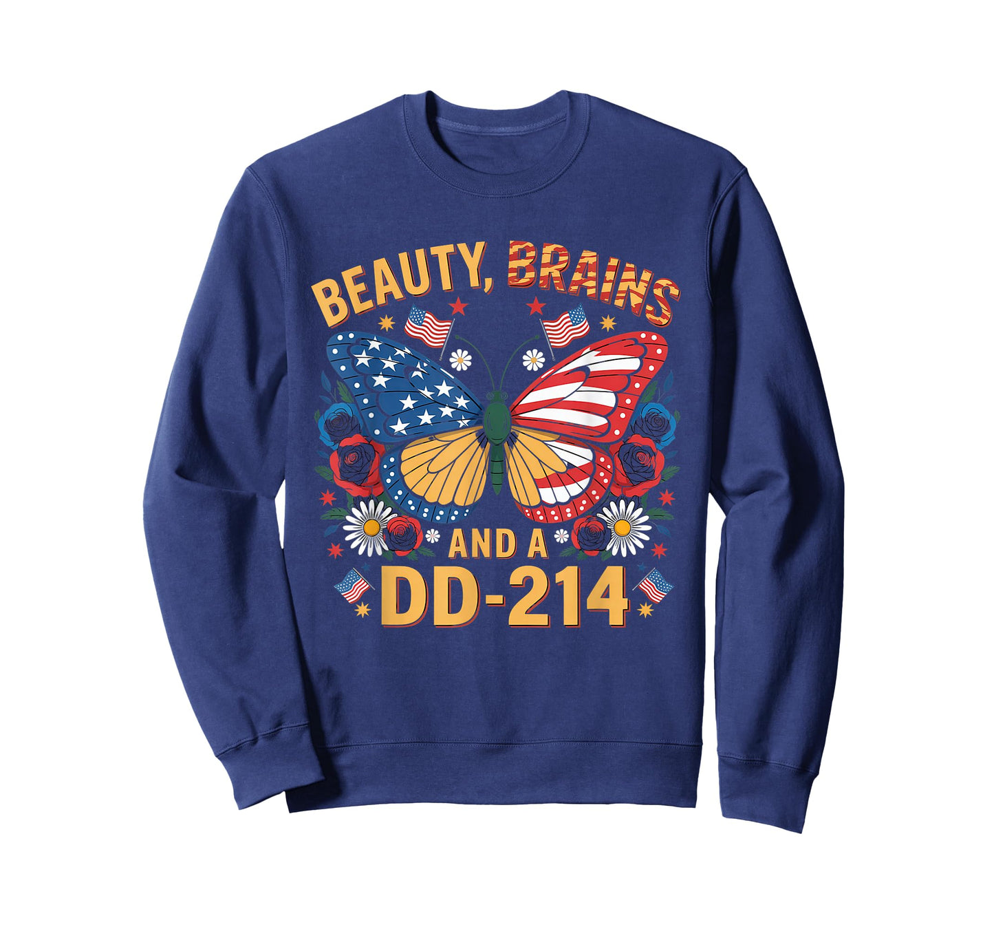 Beauty Brains and A DD-214 Strong Veteran Woman American T-Shirt