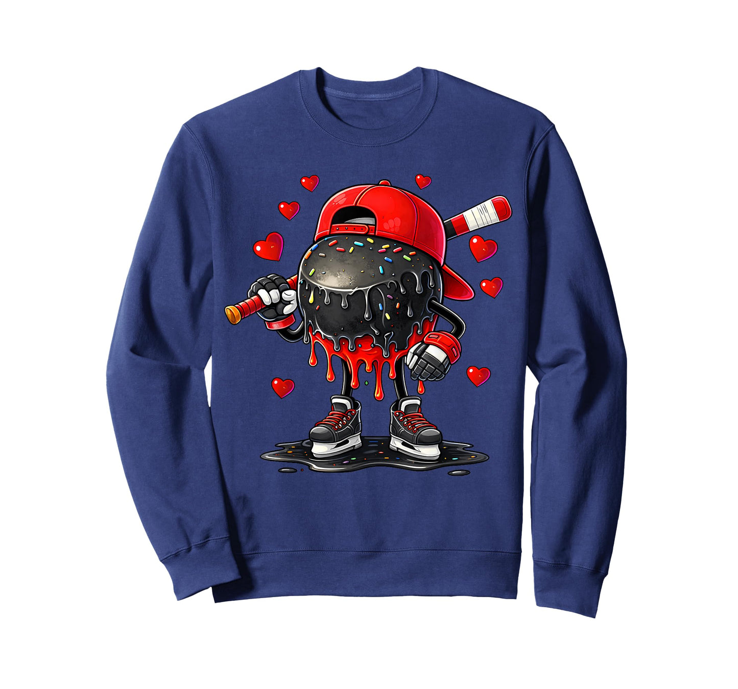 Valentine Hockey Heart Drip Sport Love Valentines Day Boys T-Shirt
