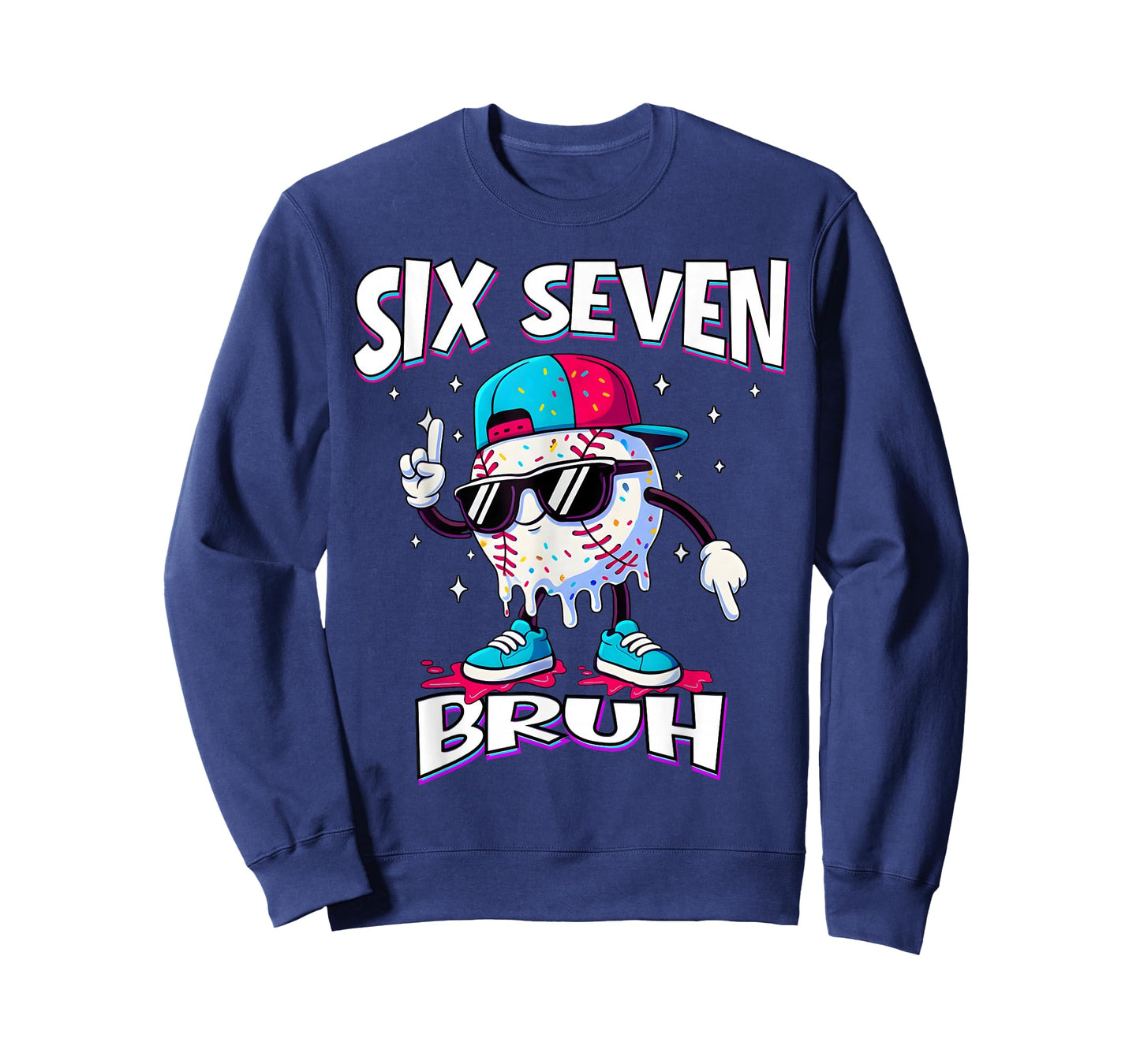 67 Meme Six Seven Funny Baseball Ice Cream Drip Girls Boys T-Shirt